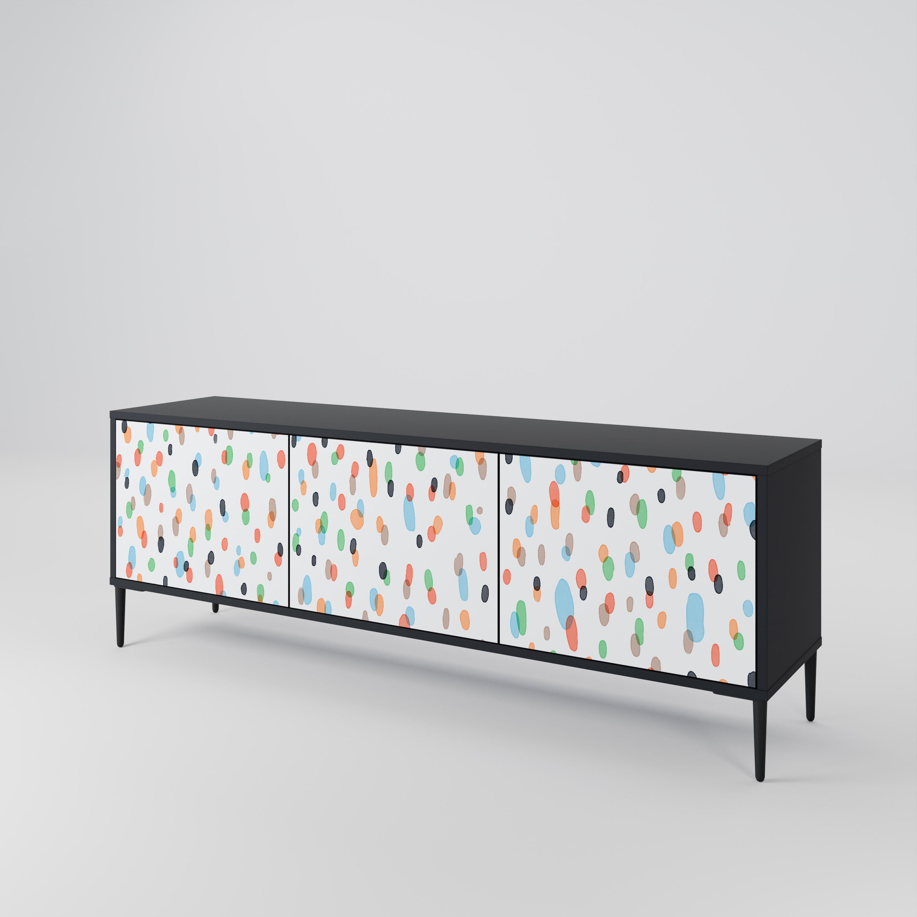 Mueble de TV de 3 puertas ENERGETIC SPOTS en acabado negro