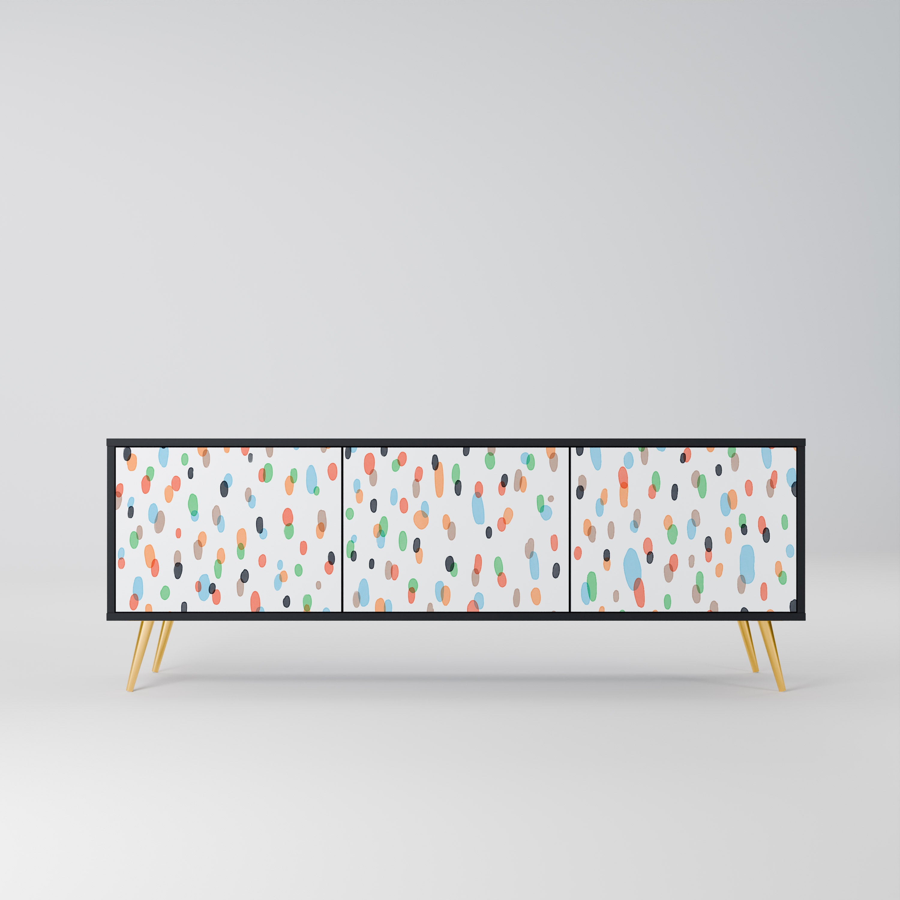 Mueble de TV de 3 puertas ENERGETIC SPOTS en acabado negro