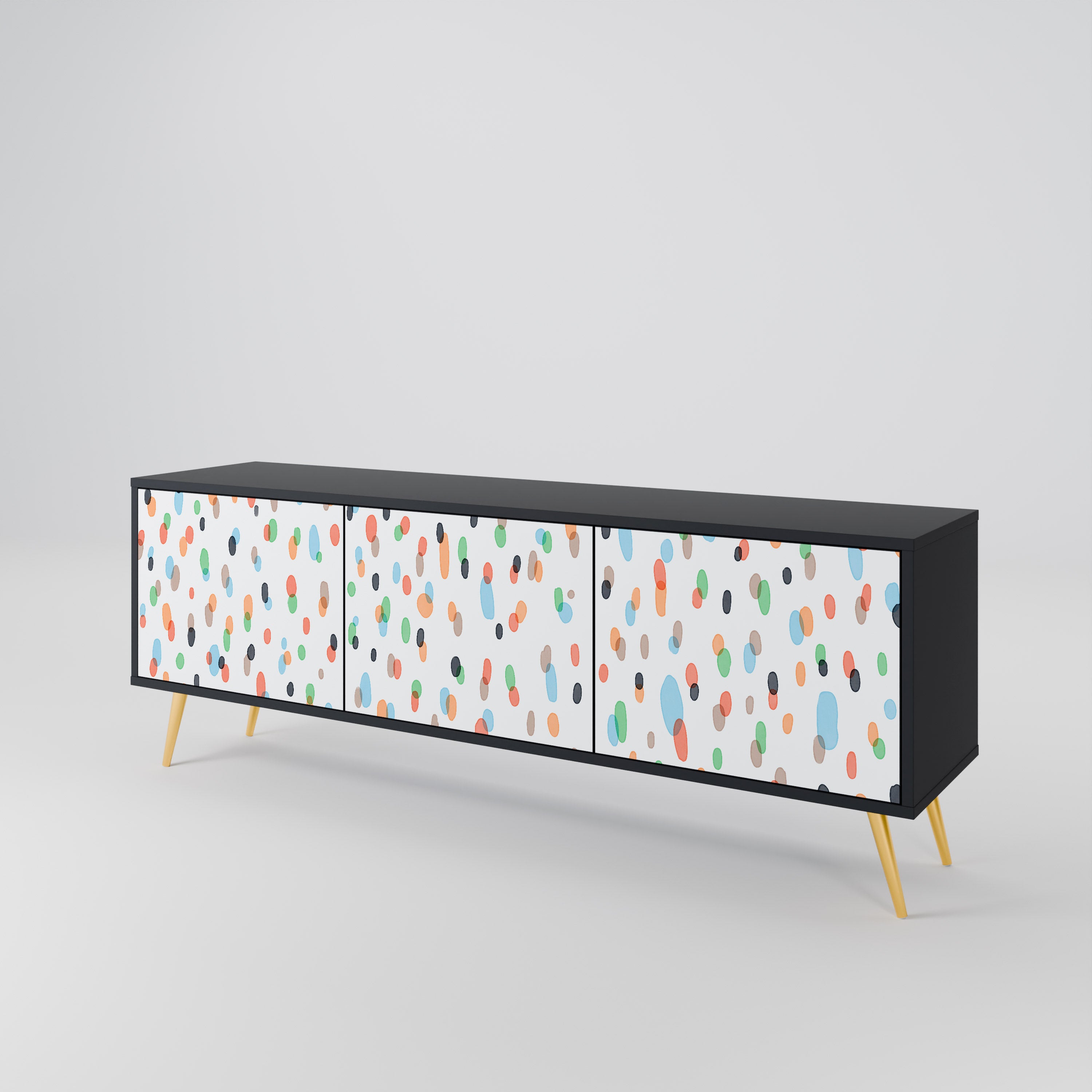 Mueble de TV de 3 puertas ENERGETIC SPOTS en acabado negro