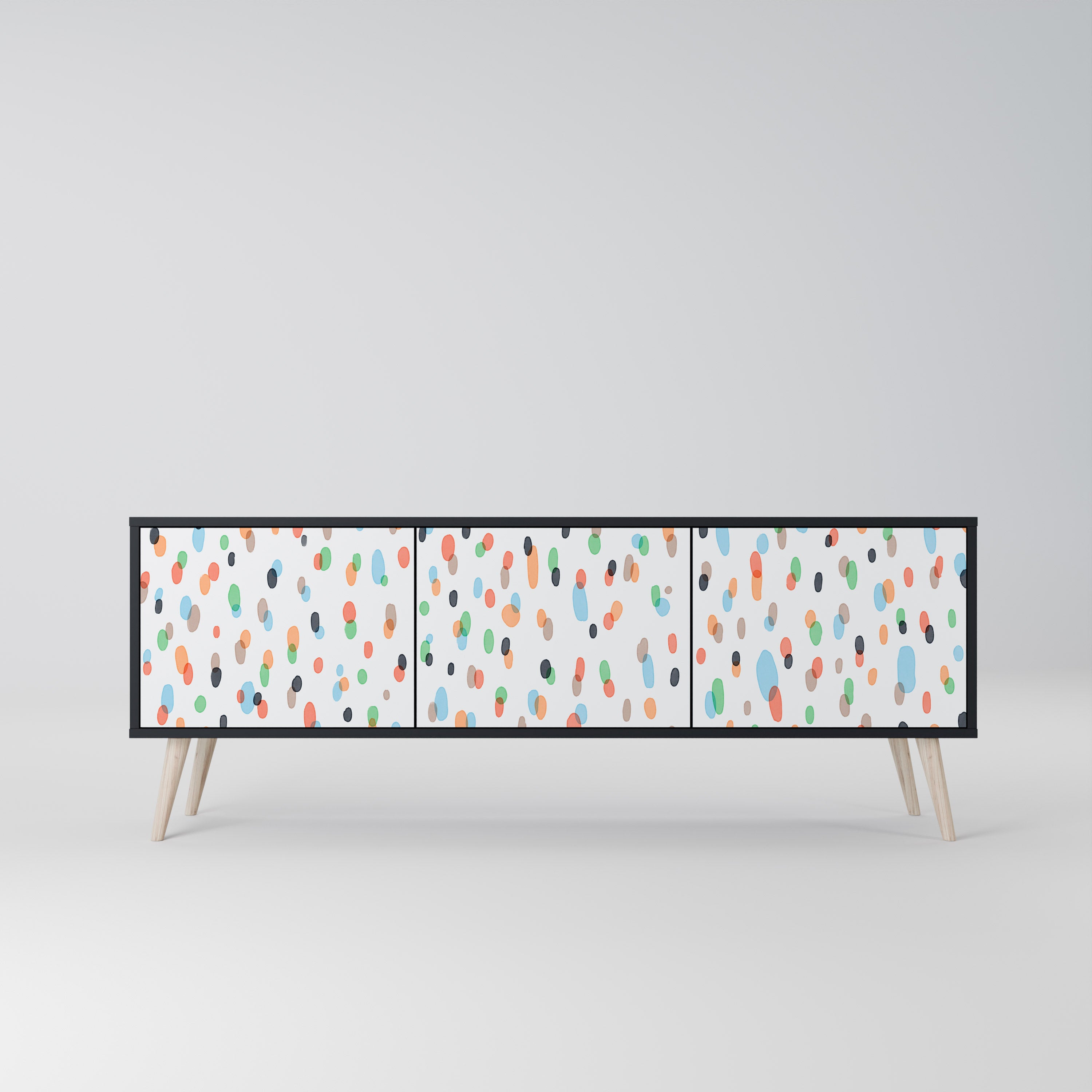 Mueble de TV de 3 puertas ENERGETIC SPOTS en acabado negro