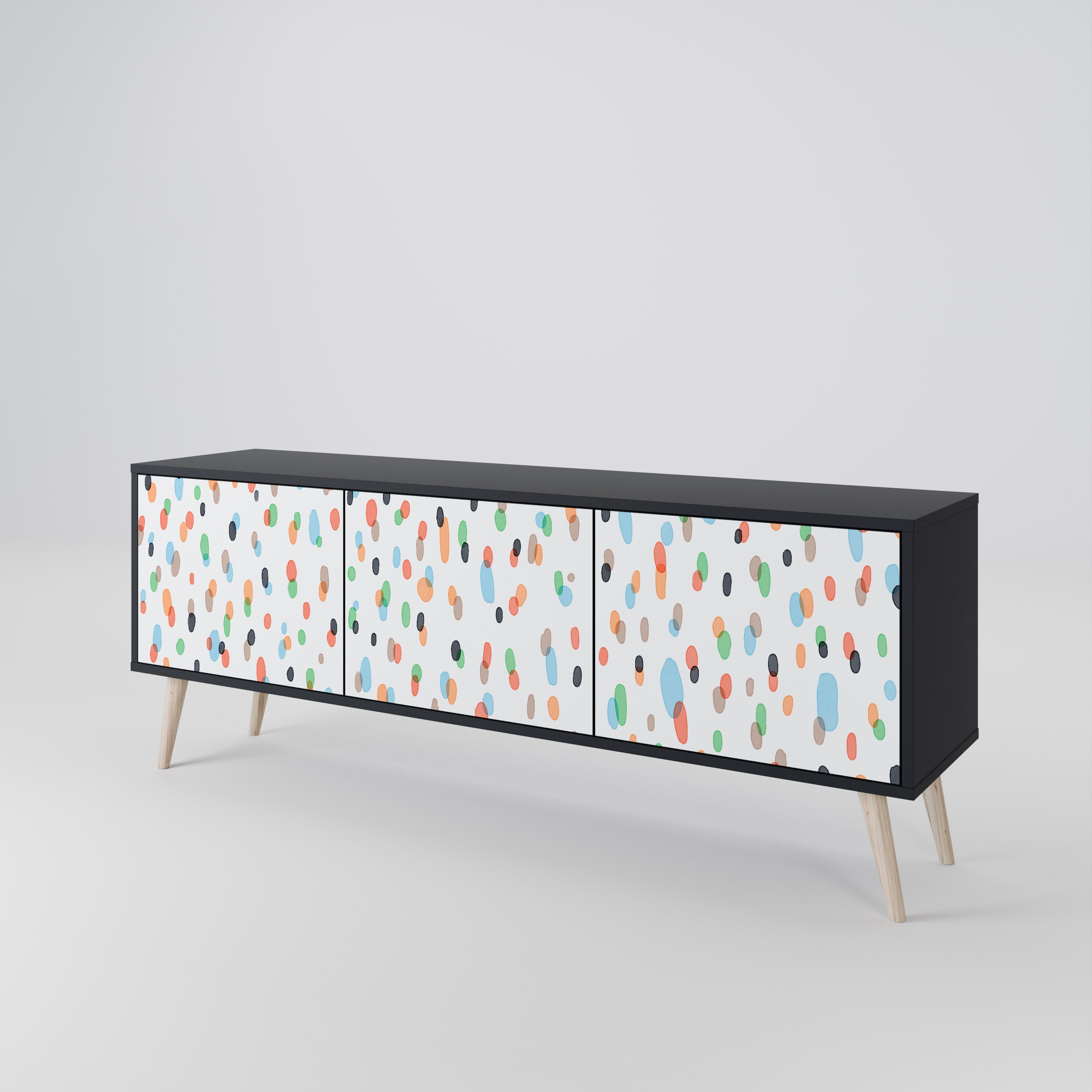 Mueble de TV de 3 puertas ENERGETIC SPOTS en acabado negro