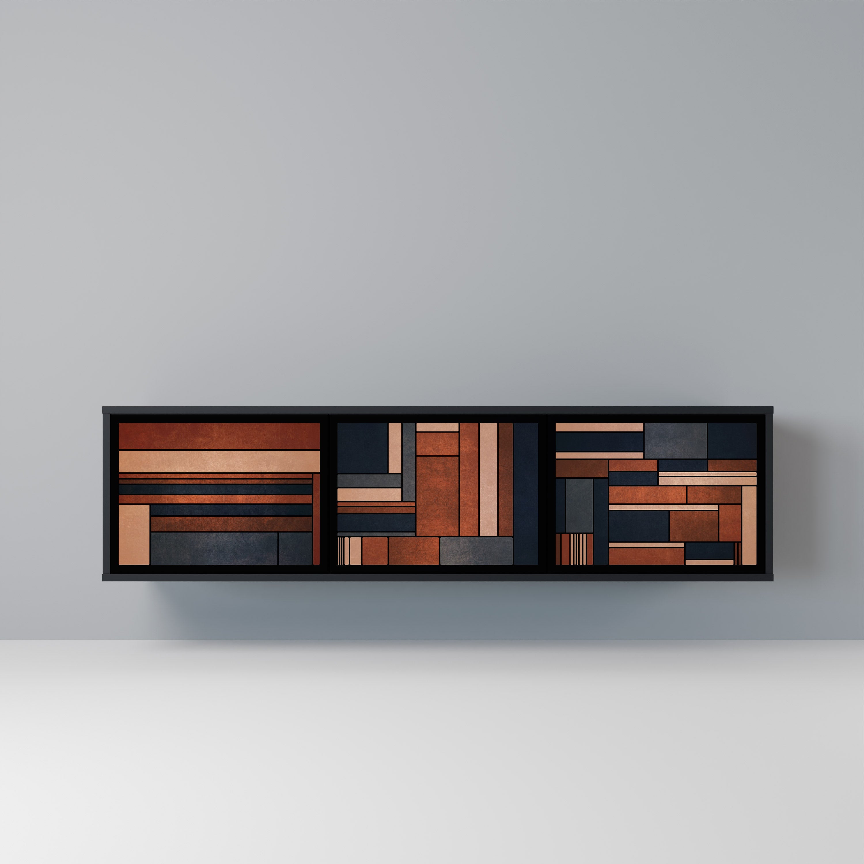 Mueble de TV INTREPID FORMATION de 3 puertas con acabado negro