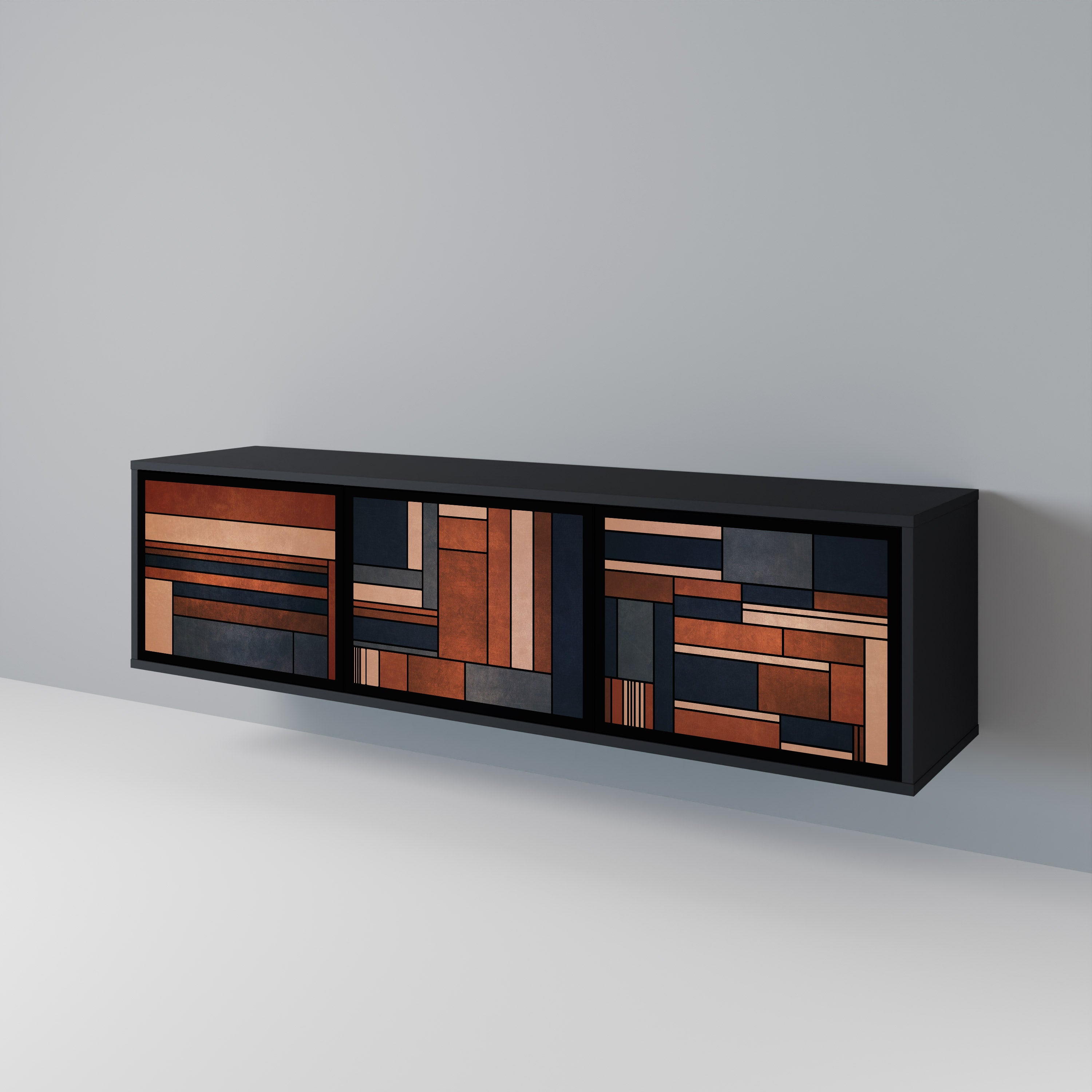 Mueble de TV INTREPID FORMATION de 3 puertas con acabado negro