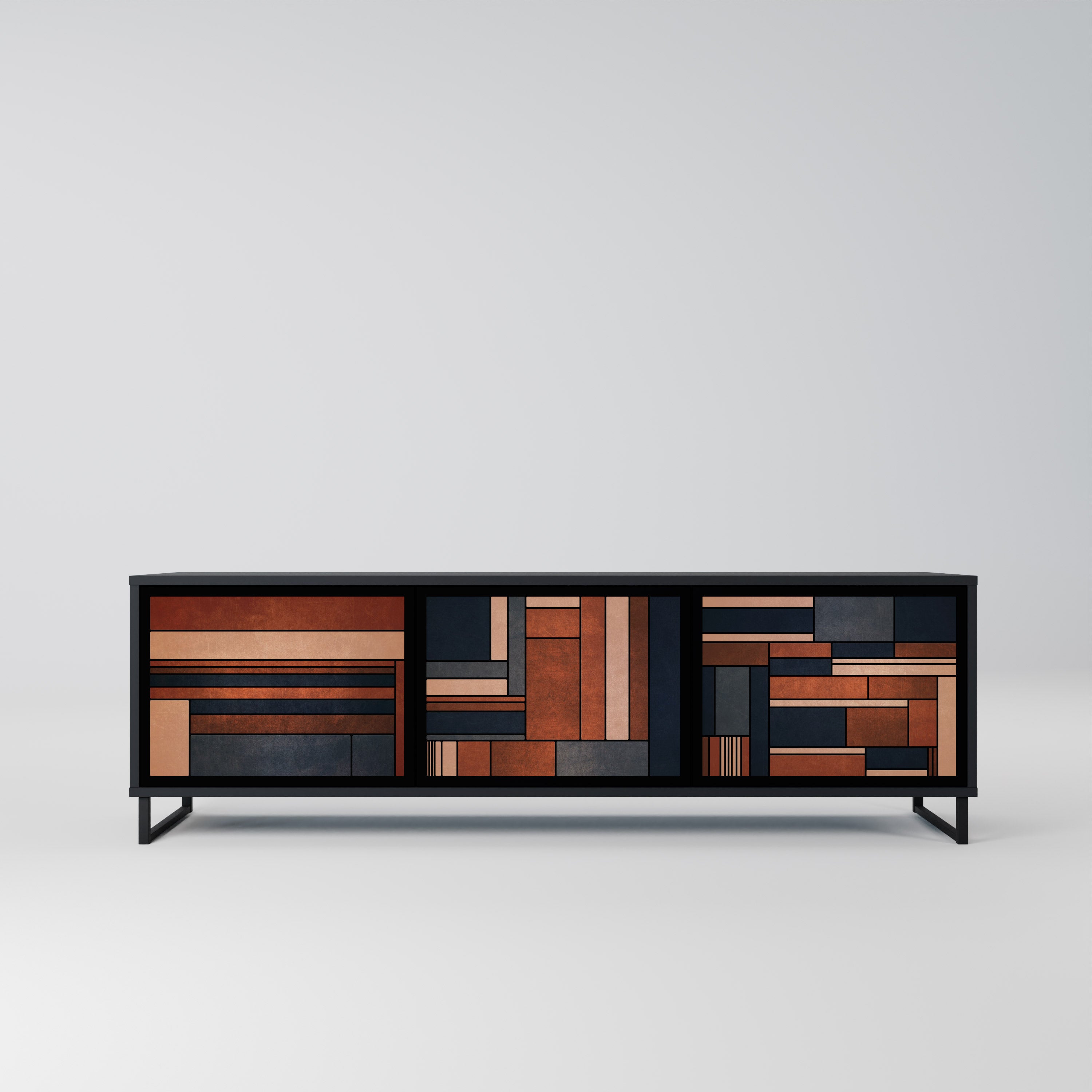 Mueble de TV INTREPID FORMATION de 3 puertas con acabado negro