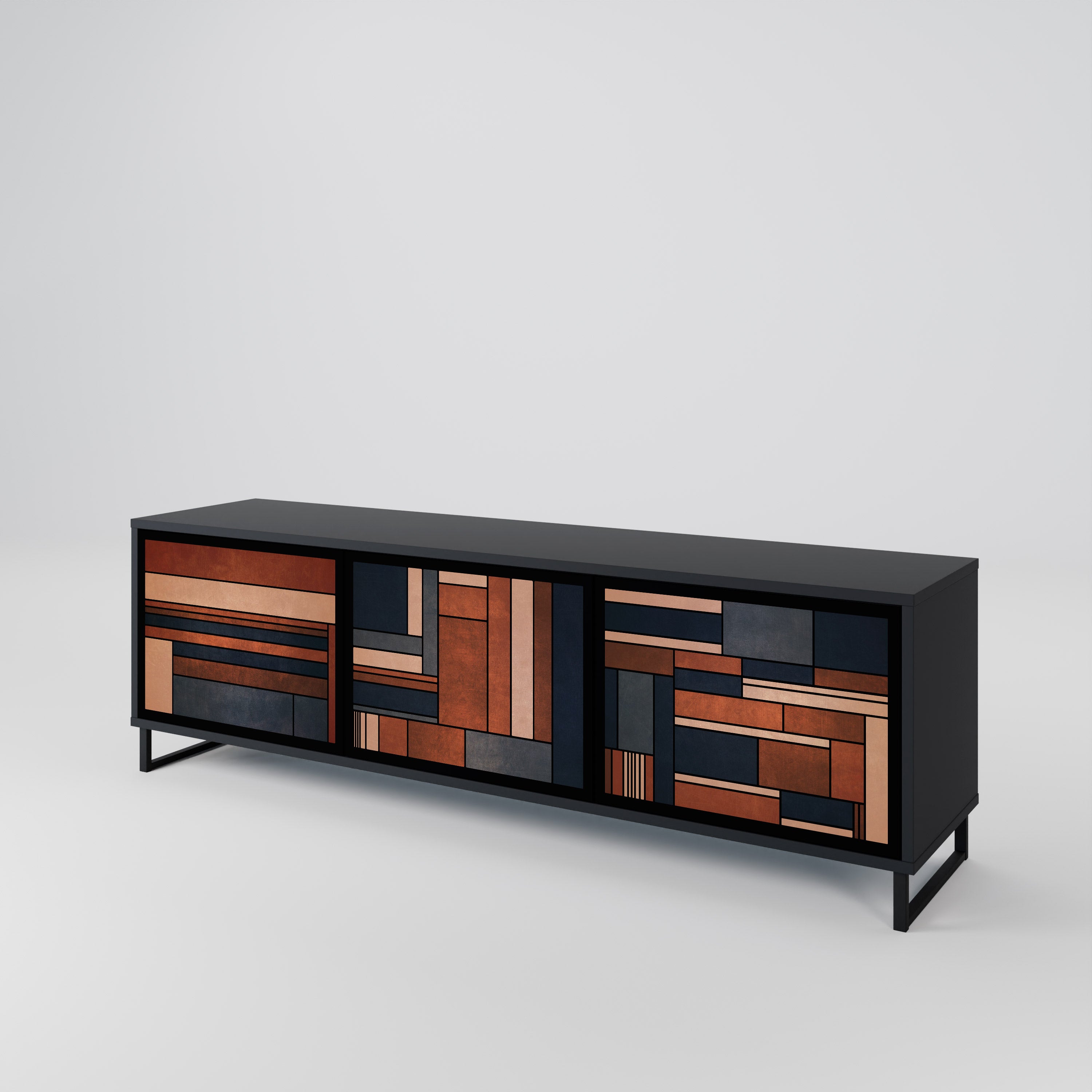 Mueble de TV INTREPID FORMATION de 3 puertas con acabado negro