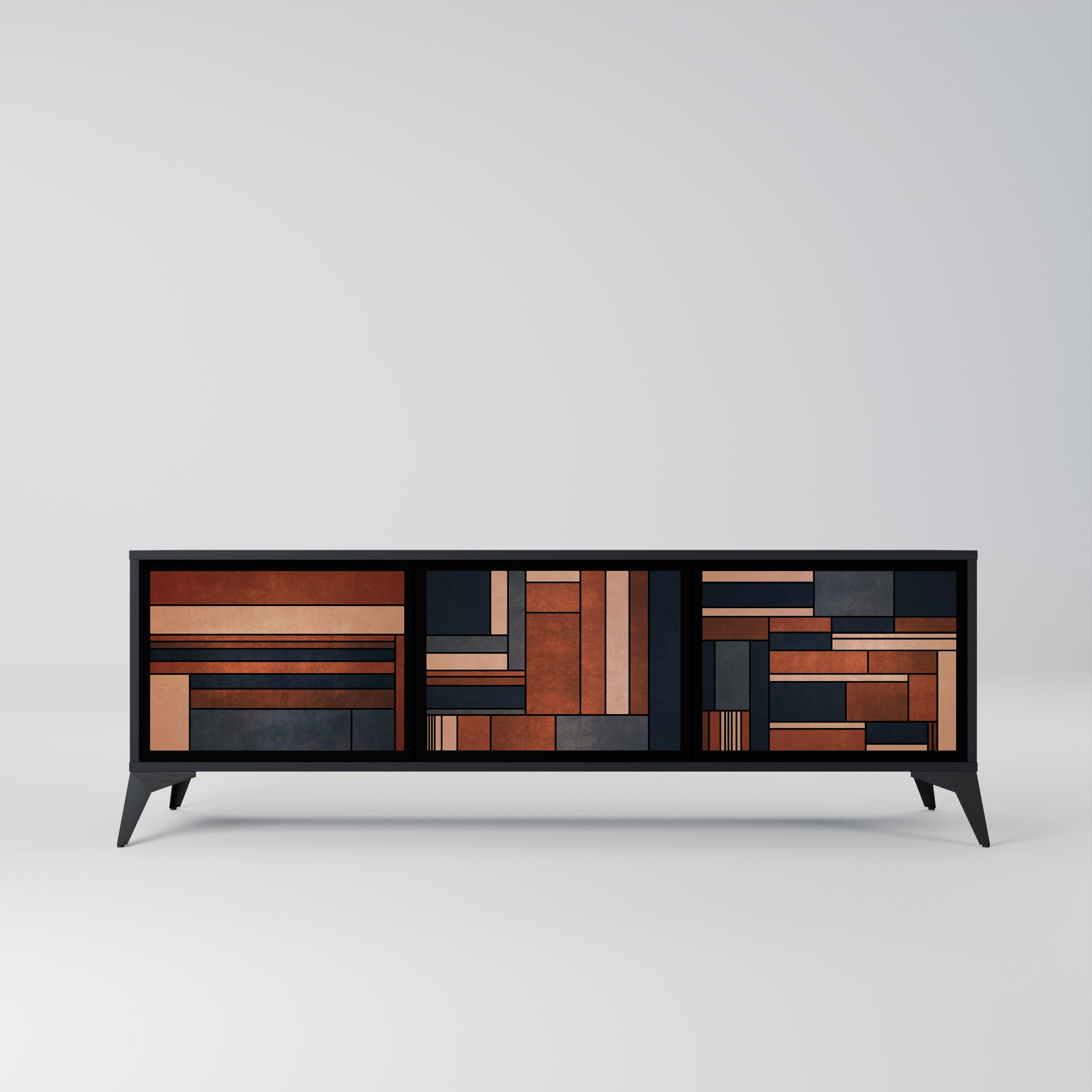 Mueble de TV INTREPID FORMATION de 3 puertas con acabado negro