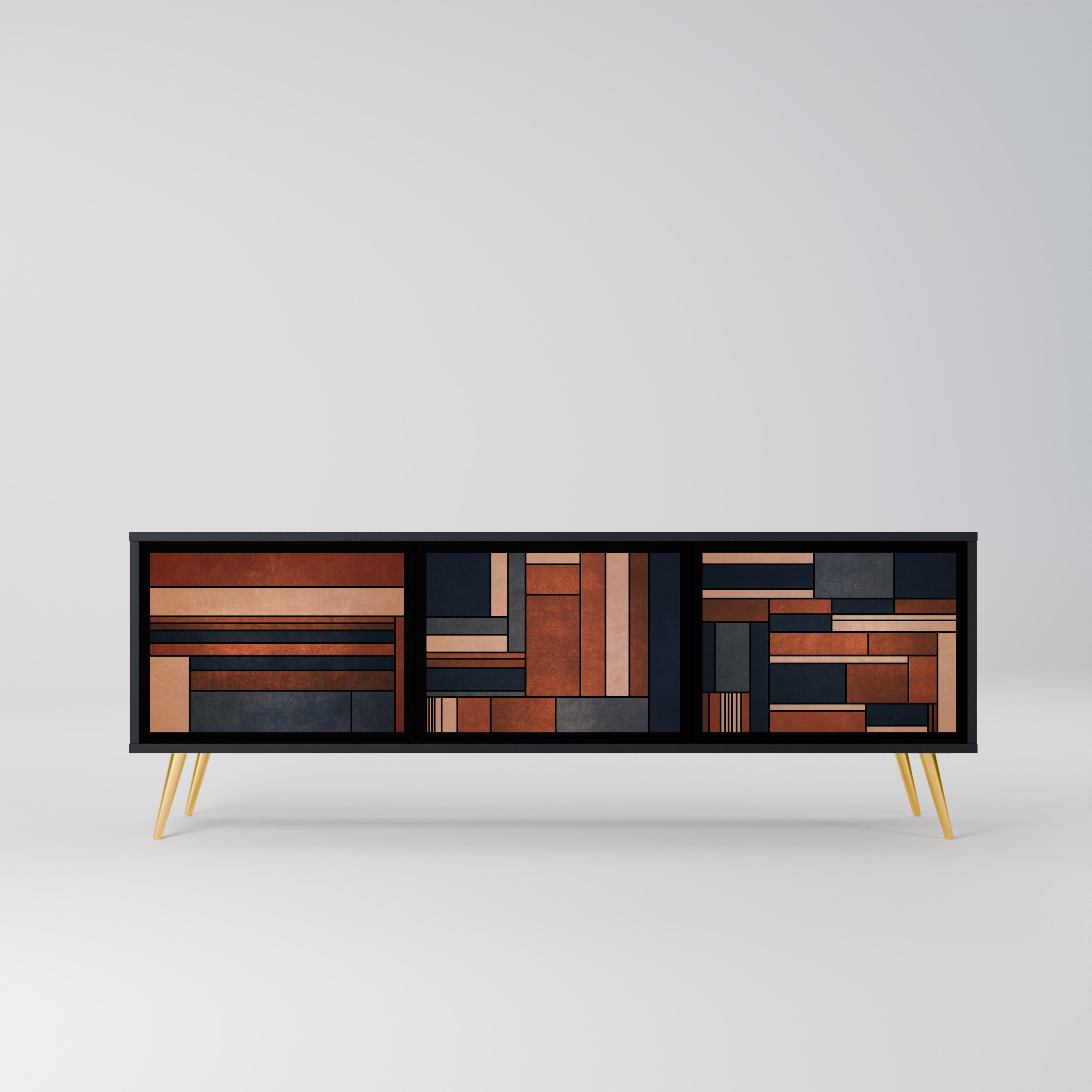 Mueble de TV INTREPID FORMATION de 3 puertas con acabado negro