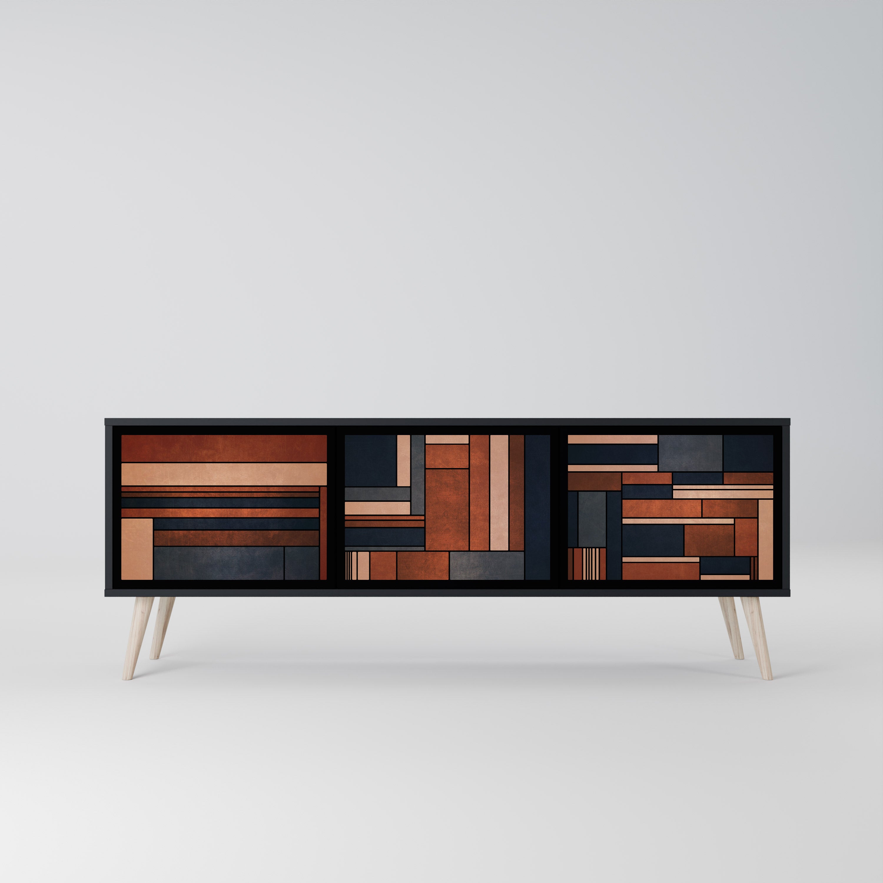 Mueble de TV INTREPID FORMATION de 3 puertas con acabado negro