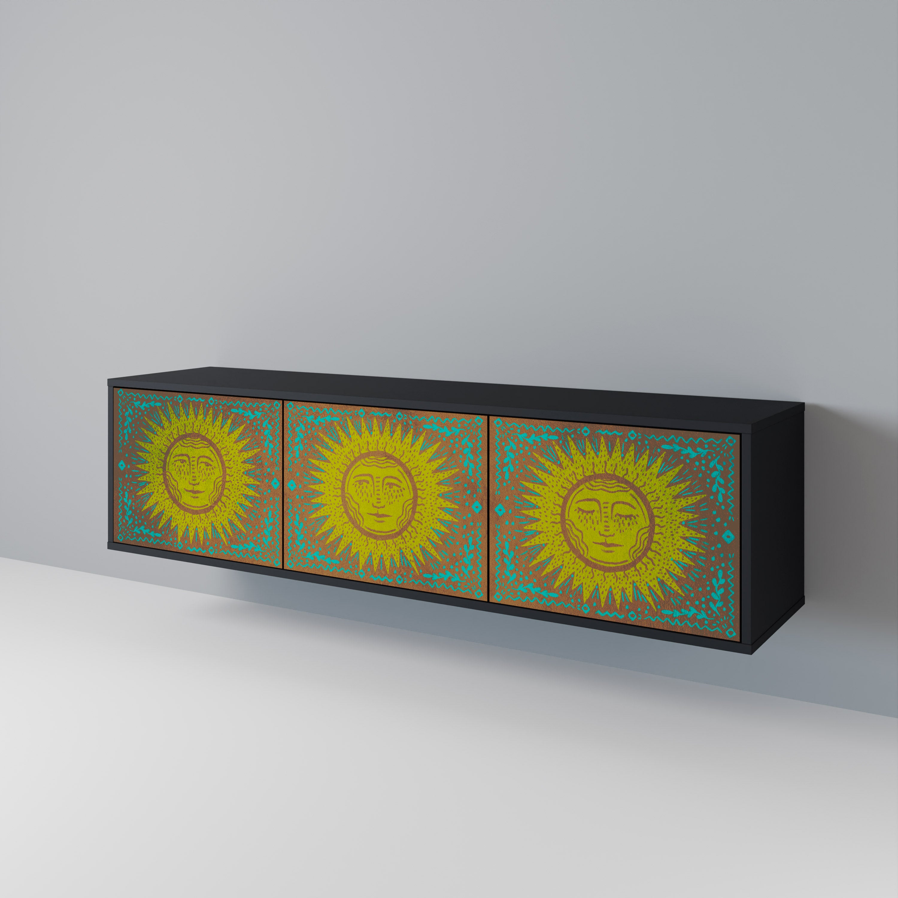 Mueble de TV de 3 puertas SUNSHINE EULOGY con acabado negro