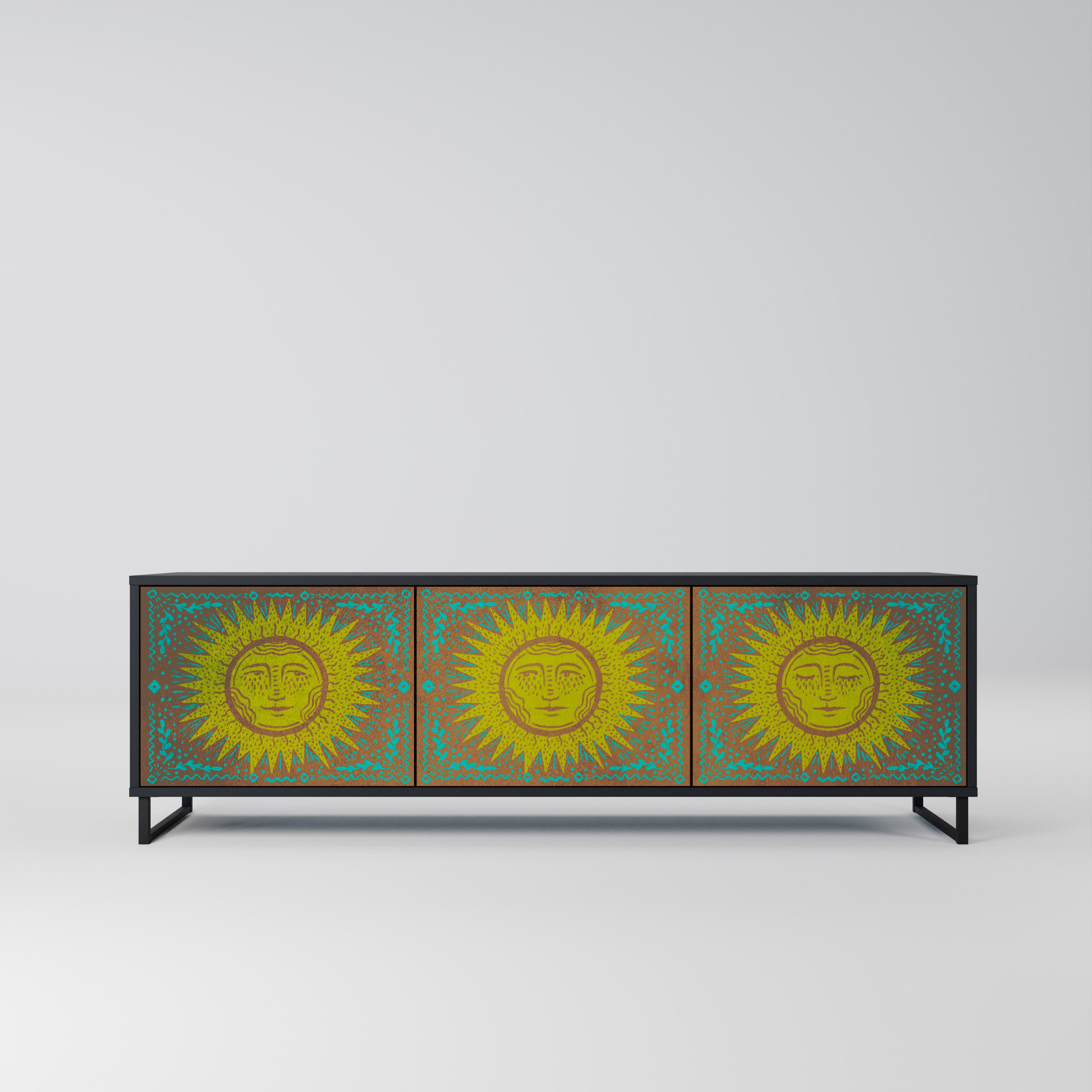 Mueble de TV de 3 puertas SUNSHINE EULOGY con acabado negro