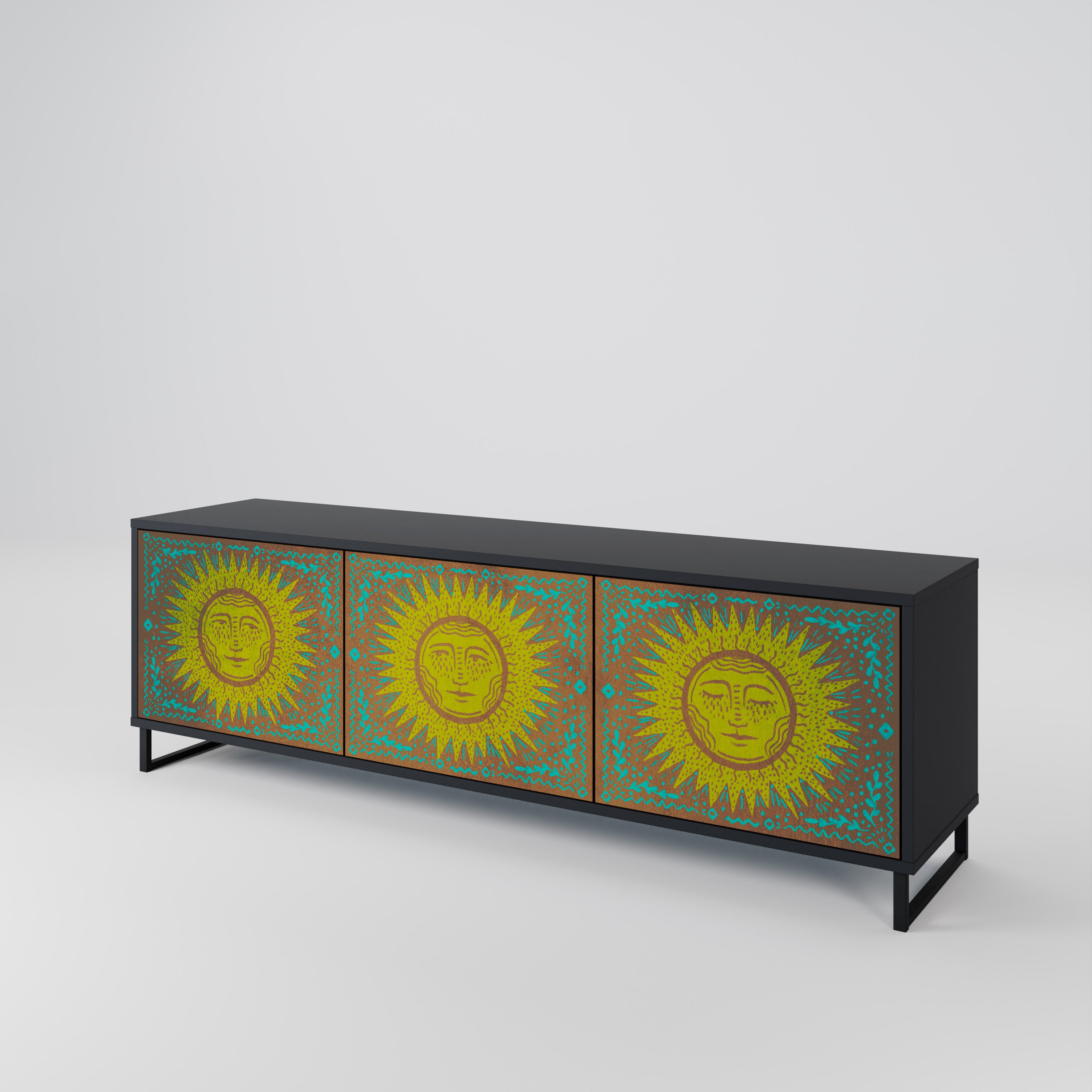 Mueble de TV de 3 puertas SUNSHINE EULOGY con acabado negro
