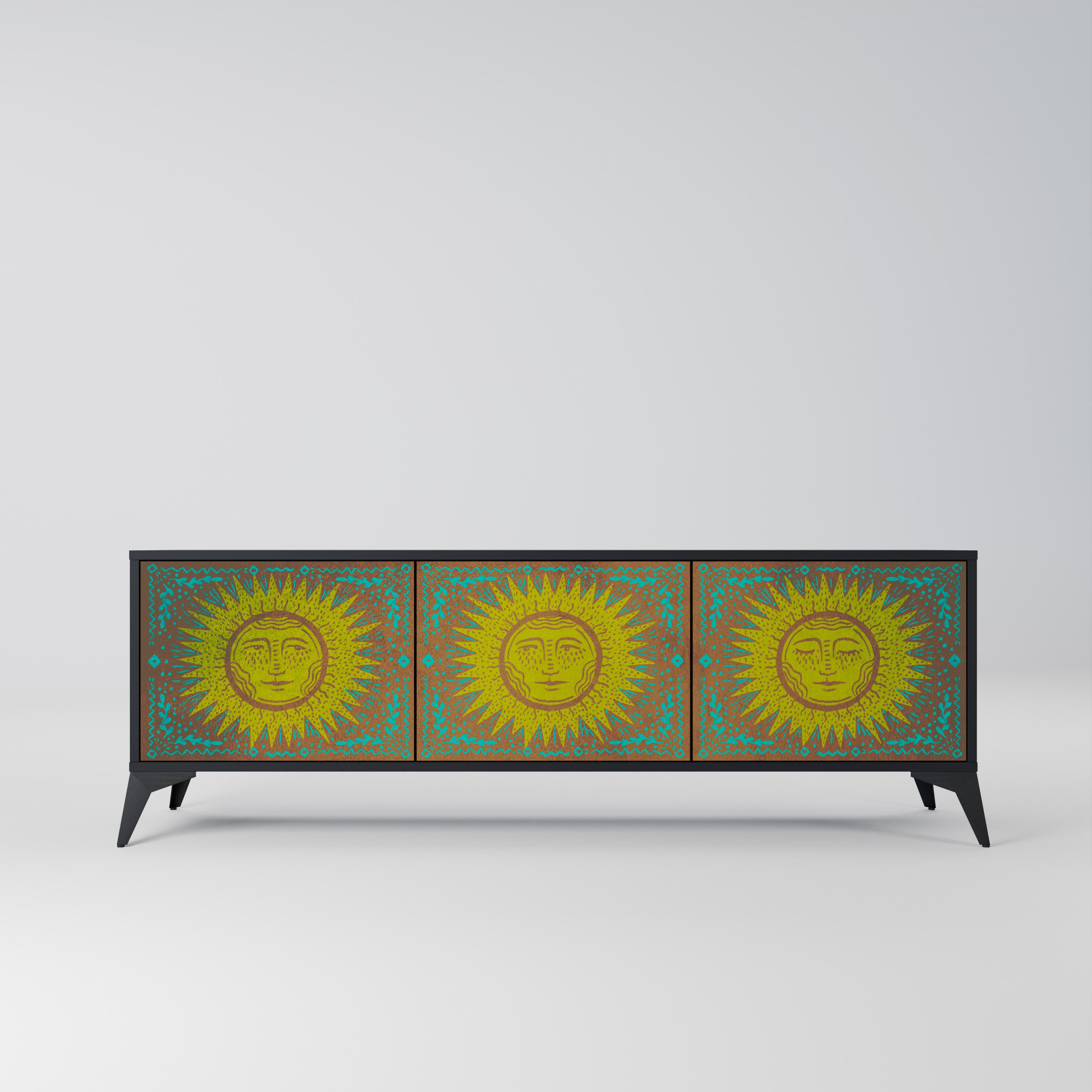 Mueble de TV de 3 puertas SUNSHINE EULOGY con acabado negro