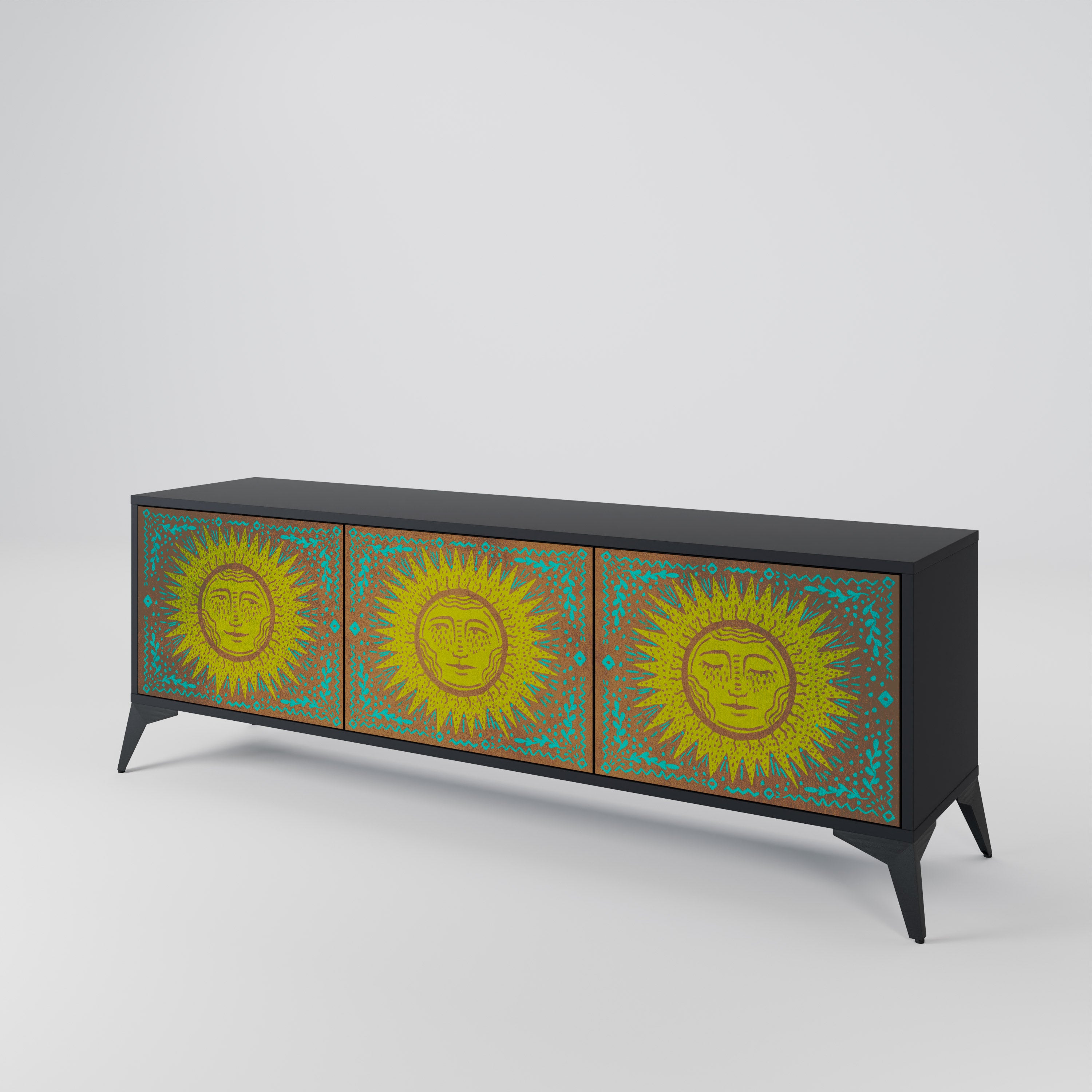 Mueble de TV de 3 puertas SUNSHINE EULOGY con acabado negro