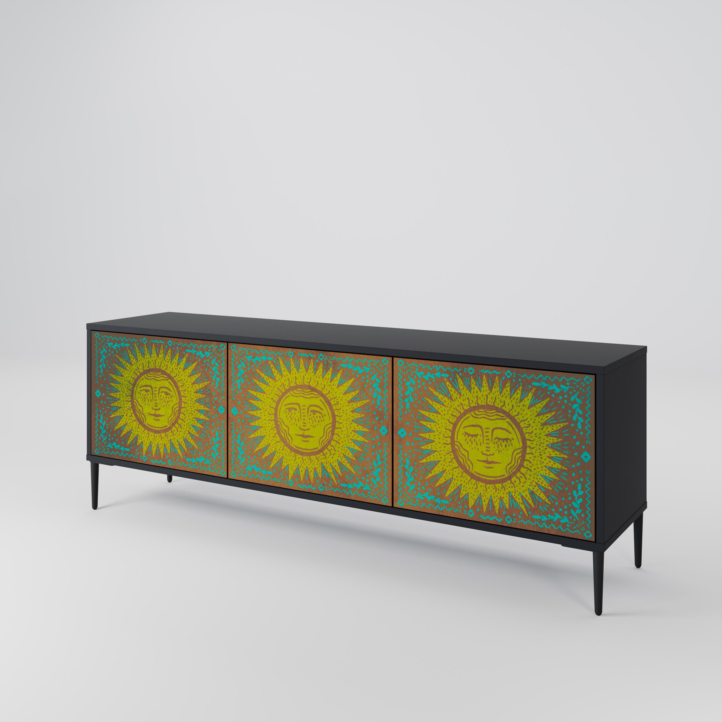Mueble de TV de 3 puertas SUNSHINE EULOGY con acabado negro