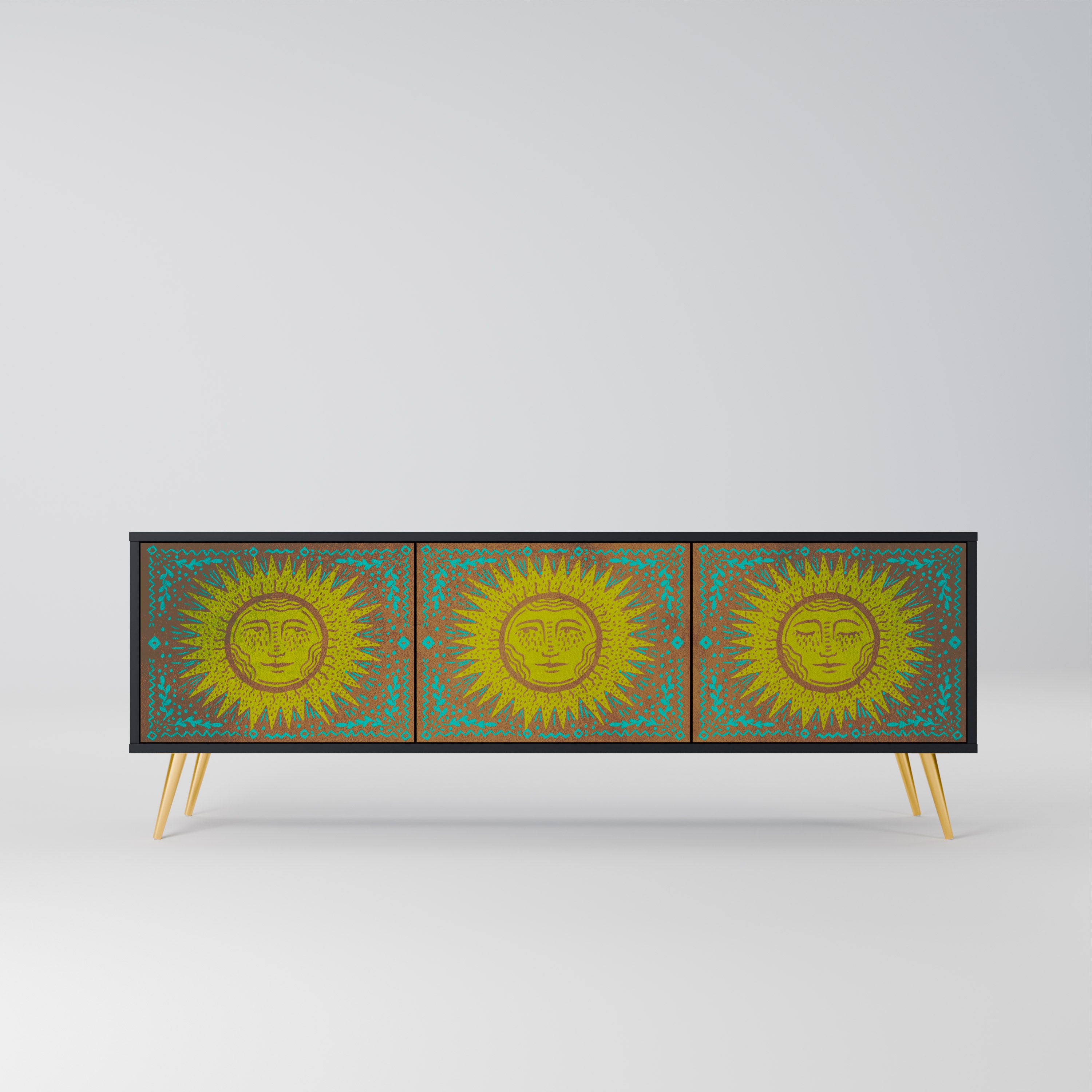Mueble de TV de 3 puertas SUNSHINE EULOGY con acabado negro