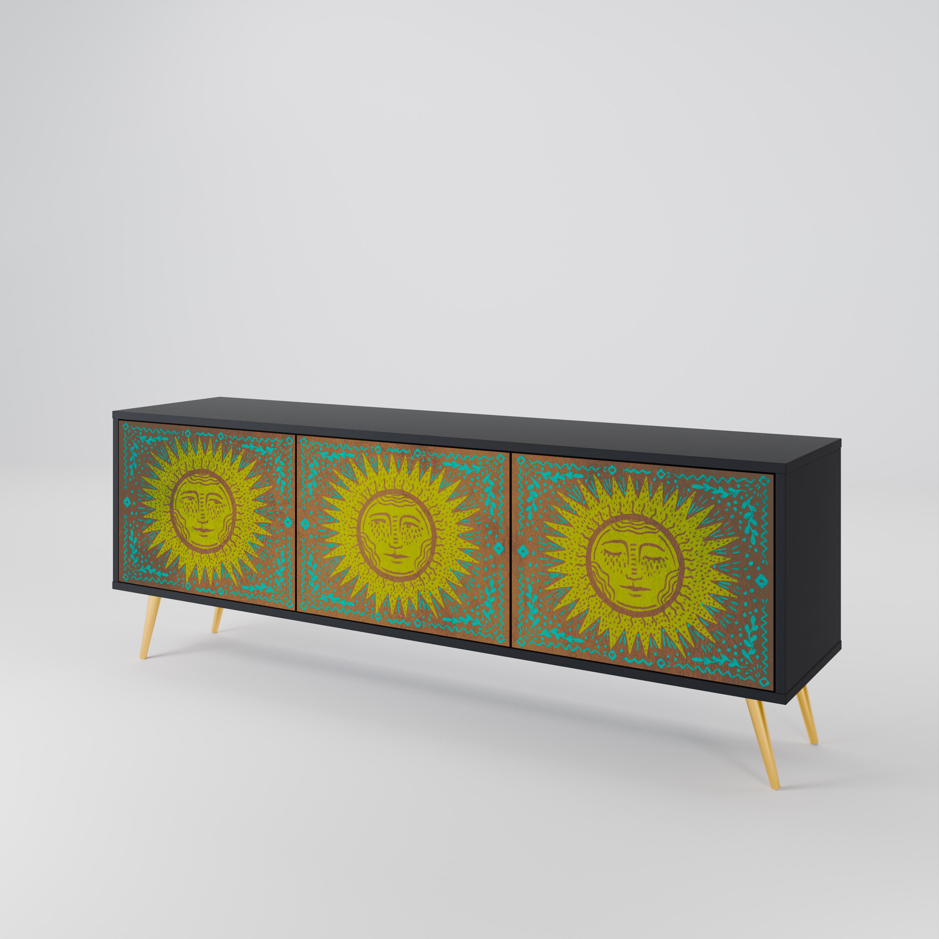 Mueble de TV de 3 puertas SUNSHINE EULOGY con acabado negro
