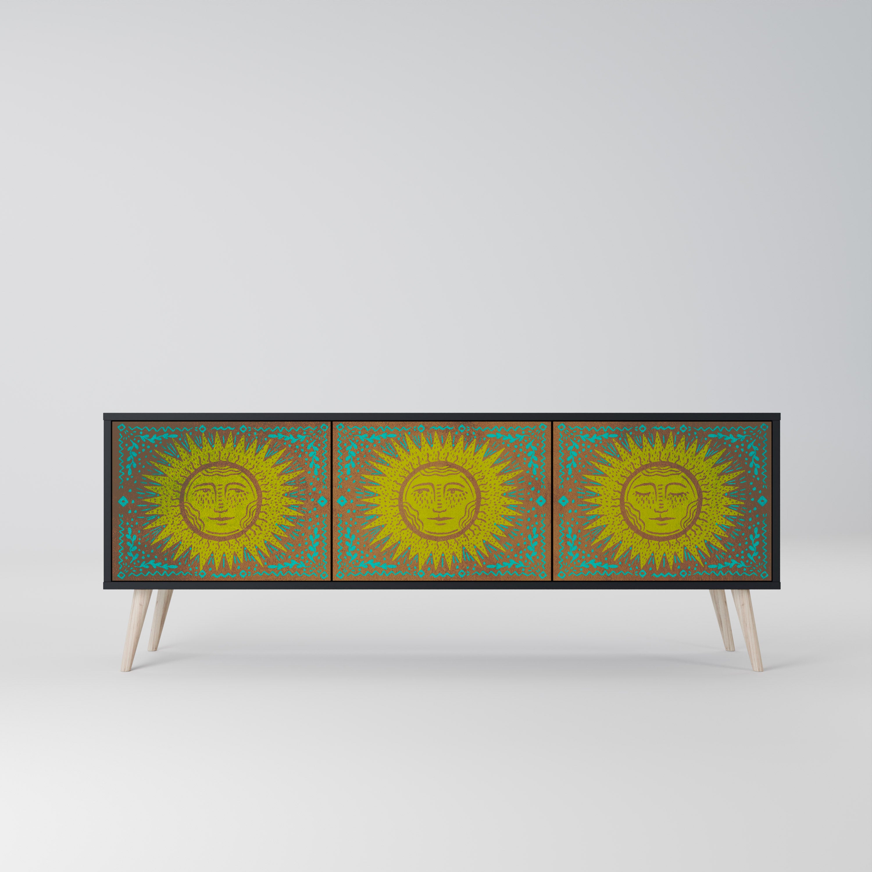 Mueble de TV de 3 puertas SUNSHINE EULOGY con acabado negro