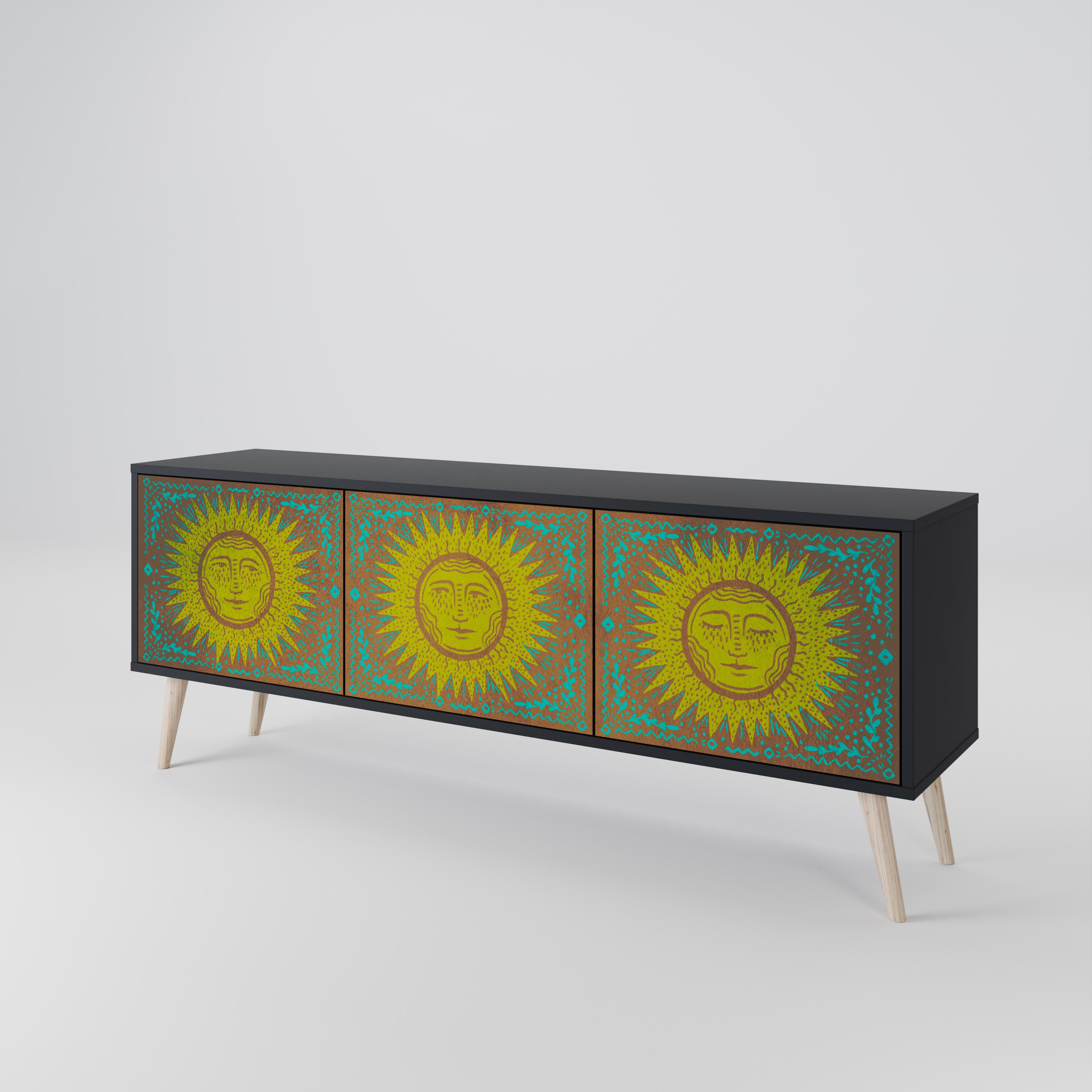 Mueble de TV de 3 puertas SUNSHINE EULOGY con acabado negro