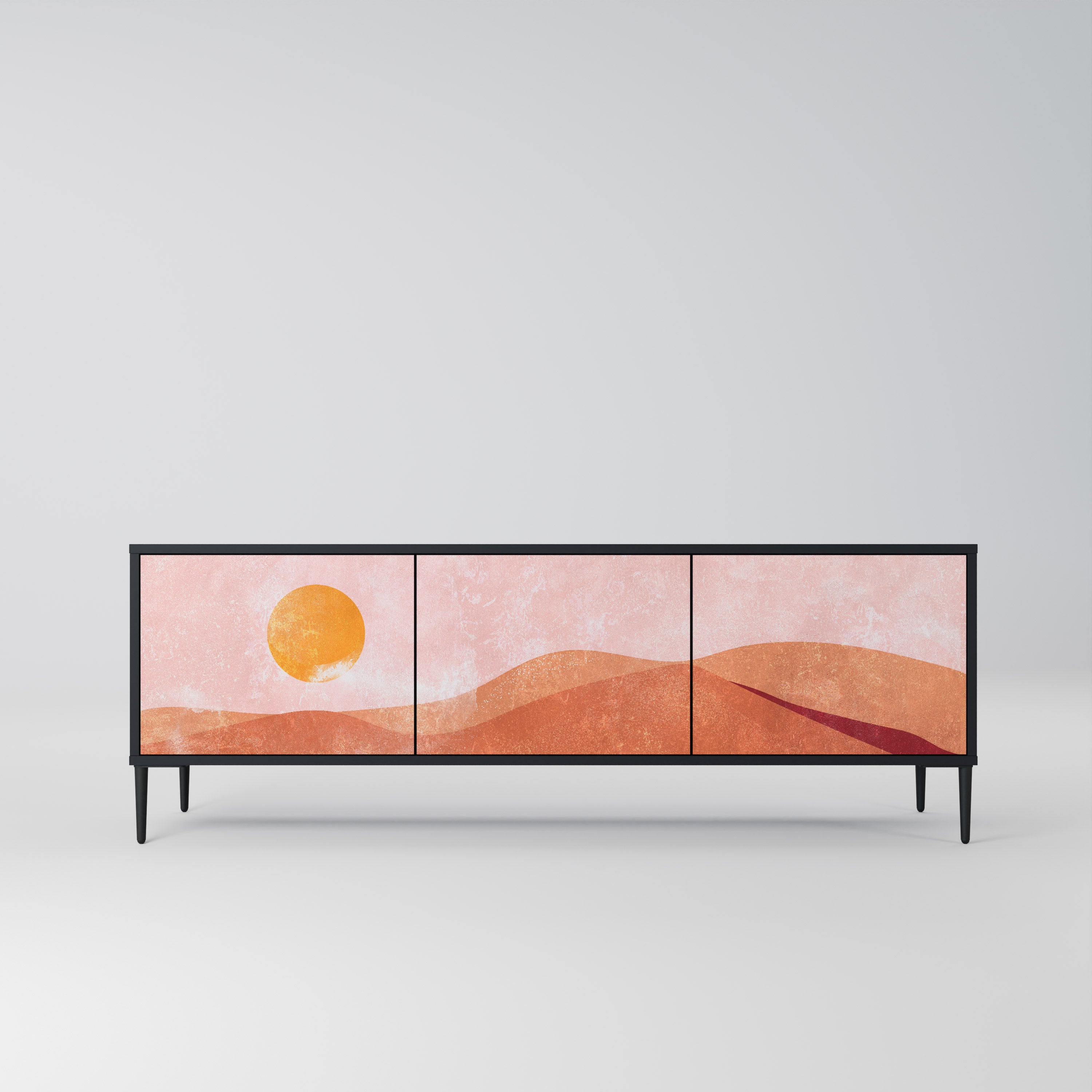 Mueble de TV de 3 puertas LUMINOUS SUNLIGHT con acabado negro