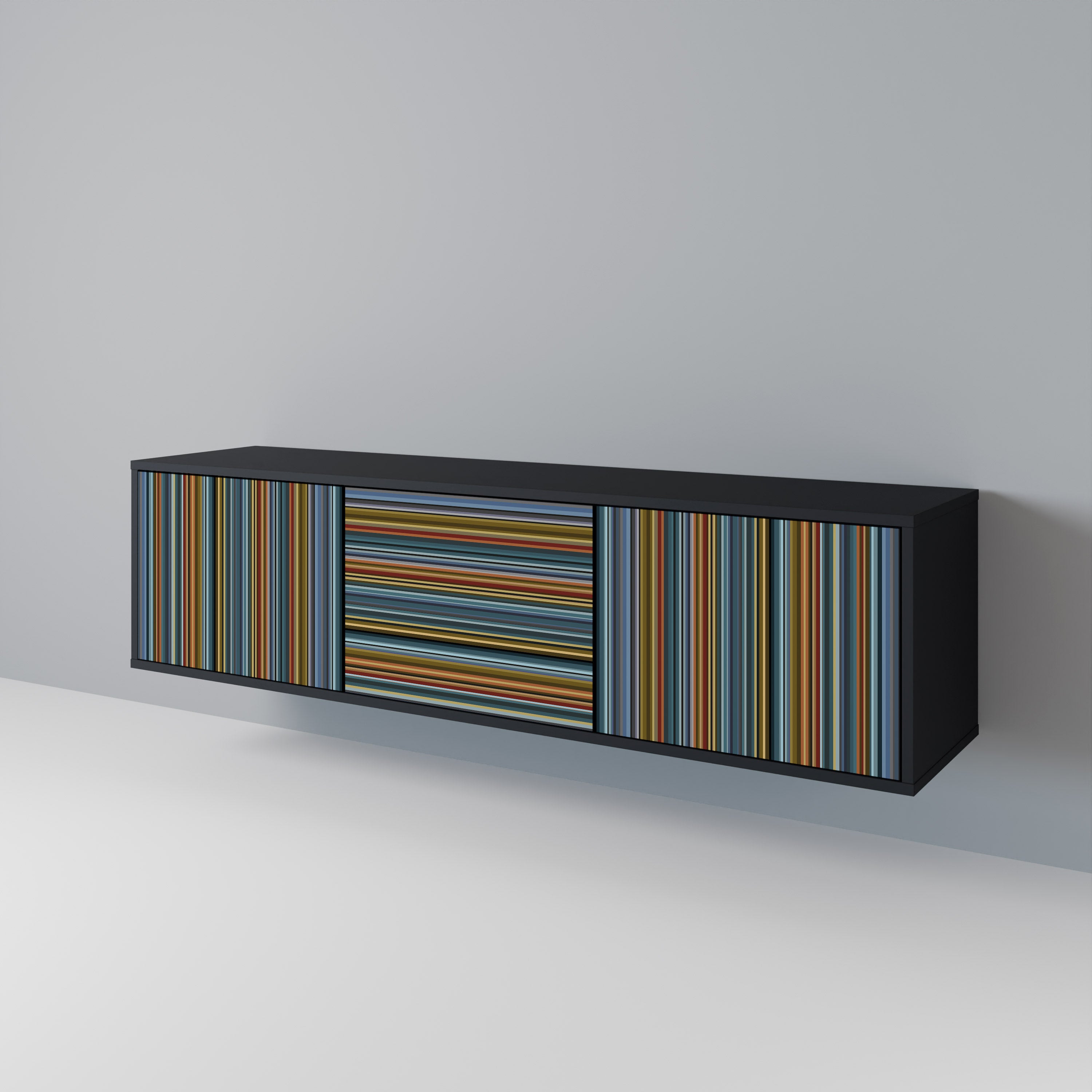 Mueble para TV LINEOUT SPECTRUM de 3 puertas con acabado negro