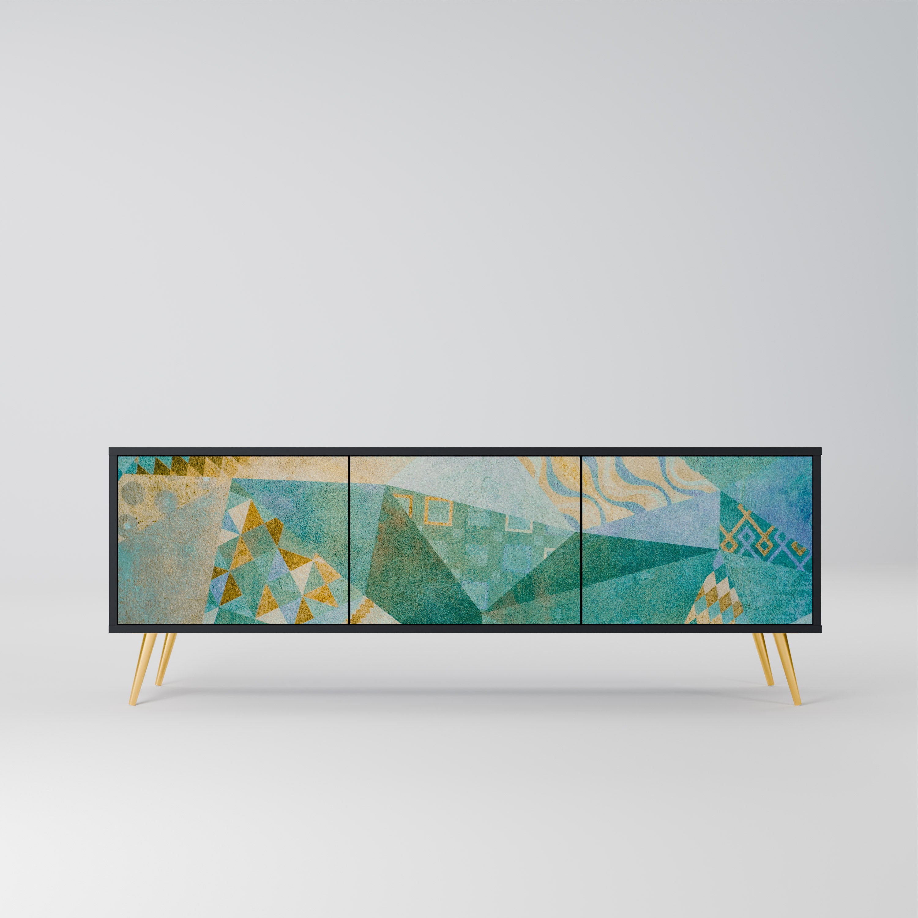 Mueble de TV SPECTRUM SPLENDOR de 3 puertas con acabado negro