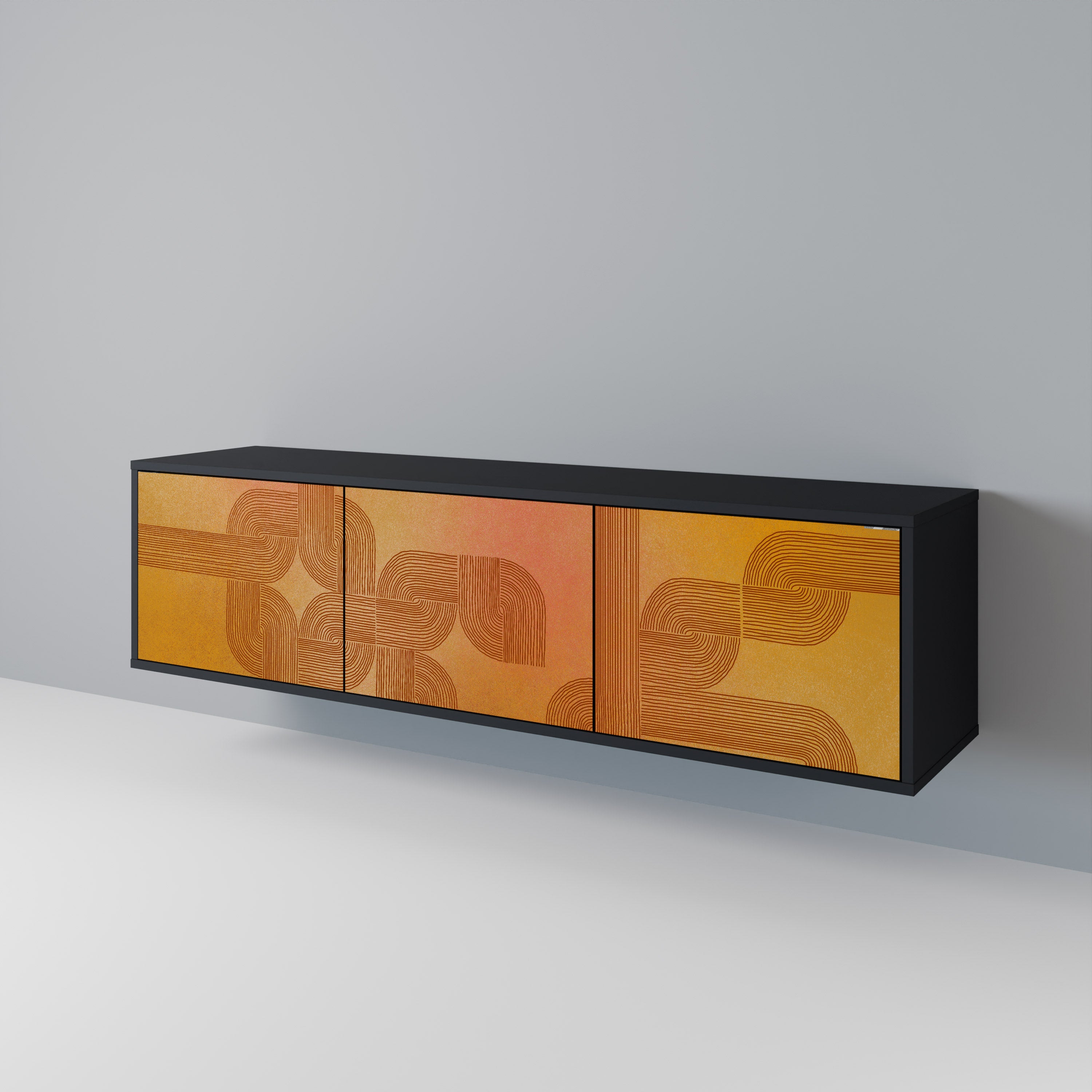 FORTALECIENDO LA RELACIÓN Mueble de TV de 3 puertas en acabado negro