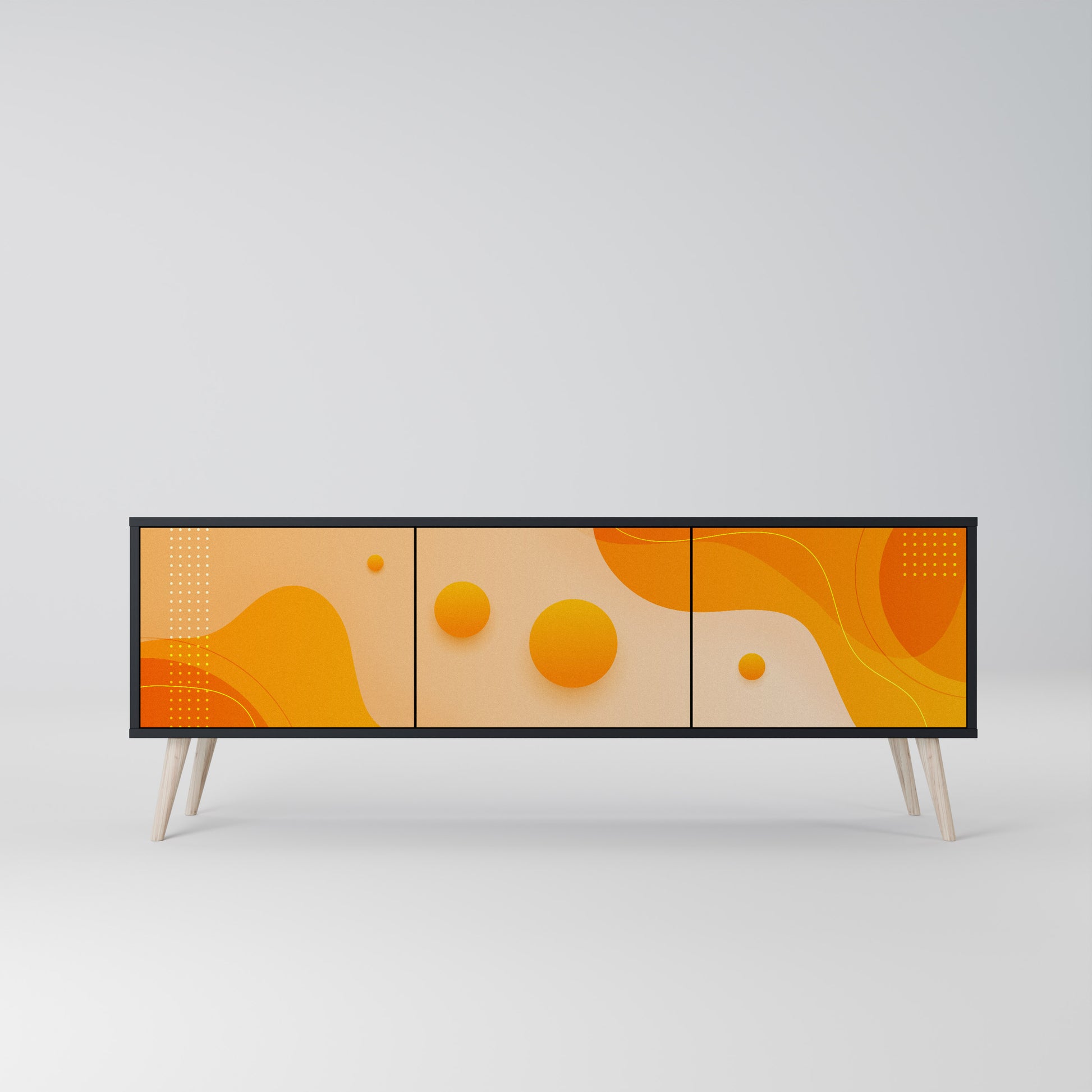 Mueble de TV de 3 puertas ORANGE ARRANGEMENT en acabado negro