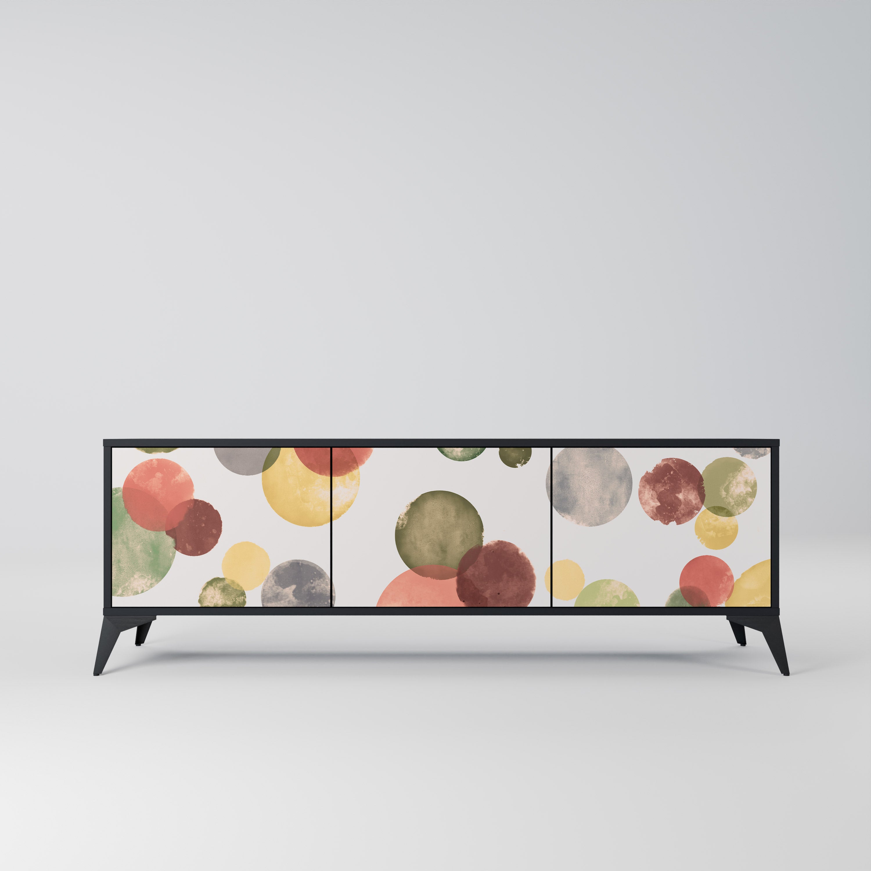 Mueble de TV FLEETING HAPPINESS de 3 puertas con acabado negro