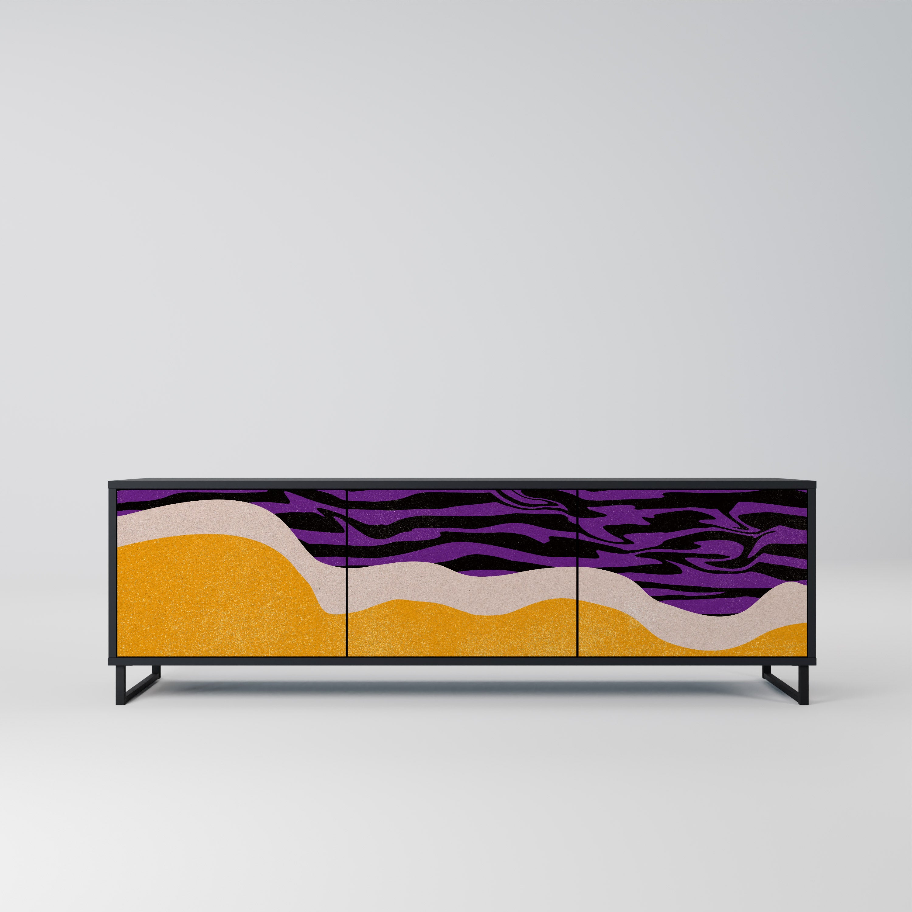 Mueble de TV INDEPENDENT BORDER de 3 puertas con acabado negro