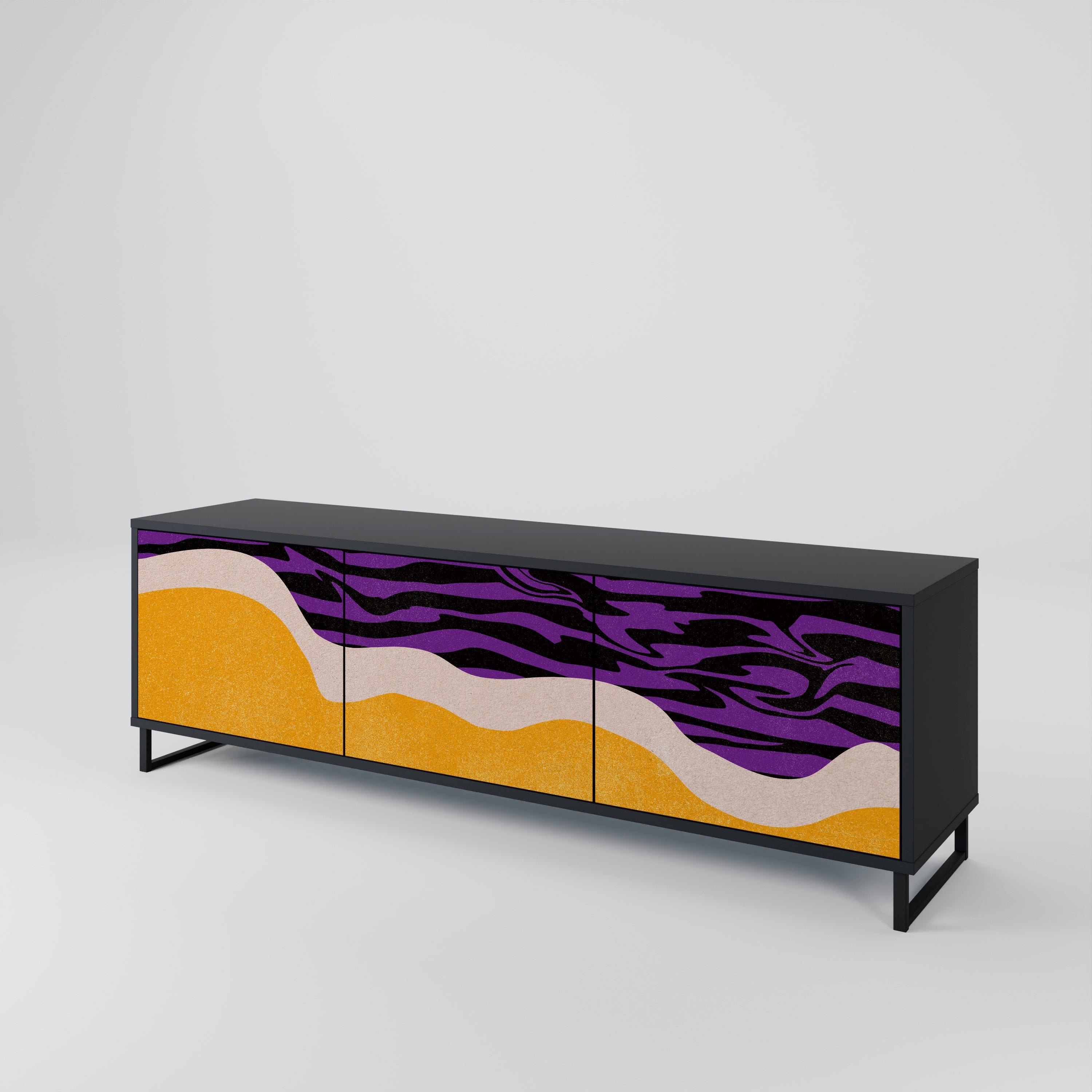 Mueble de TV INDEPENDENT BORDER de 3 puertas con acabado negro