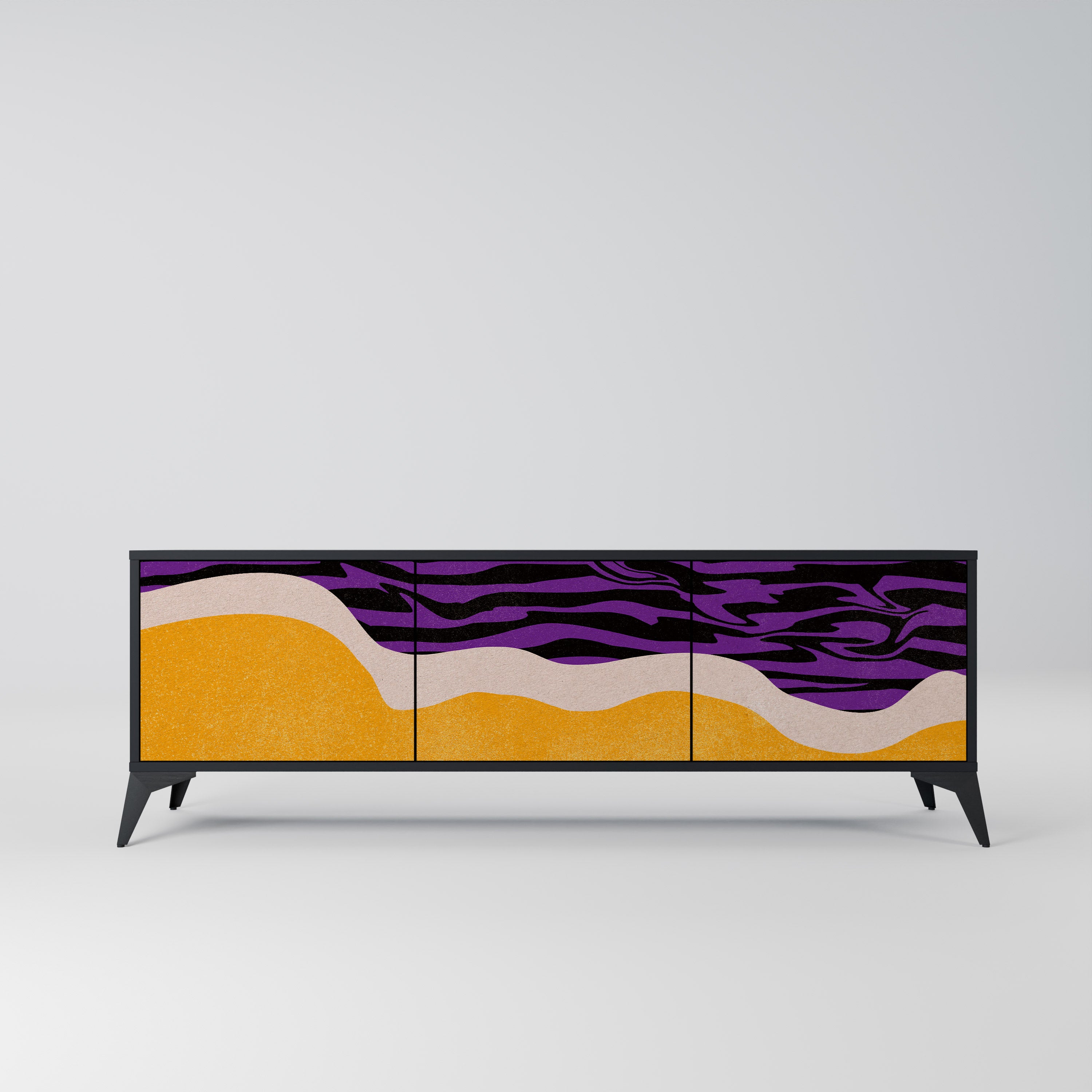 Mueble de TV INDEPENDENT BORDER de 3 puertas con acabado negro