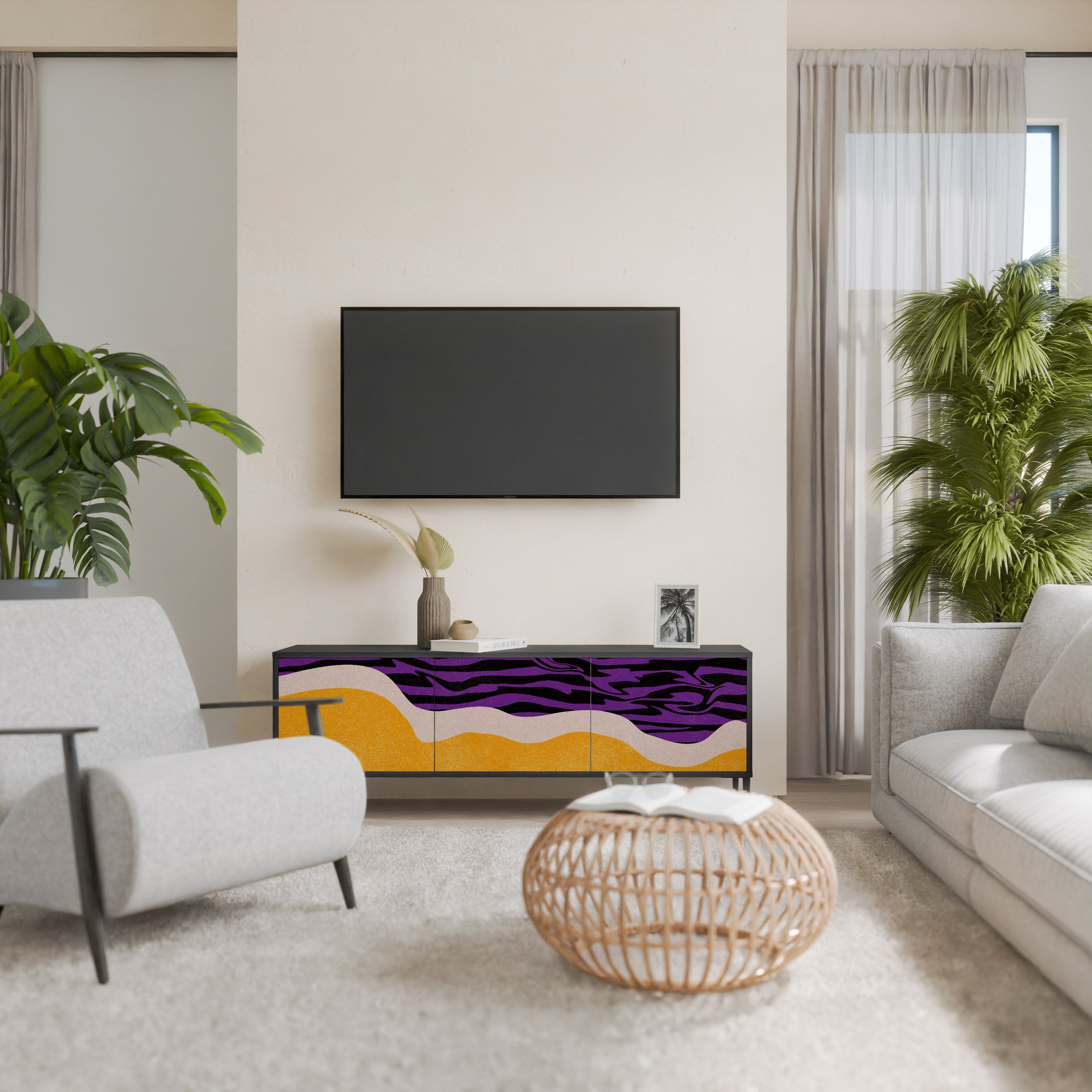Mueble de TV INDEPENDENT BORDER de 3 puertas con acabado negro