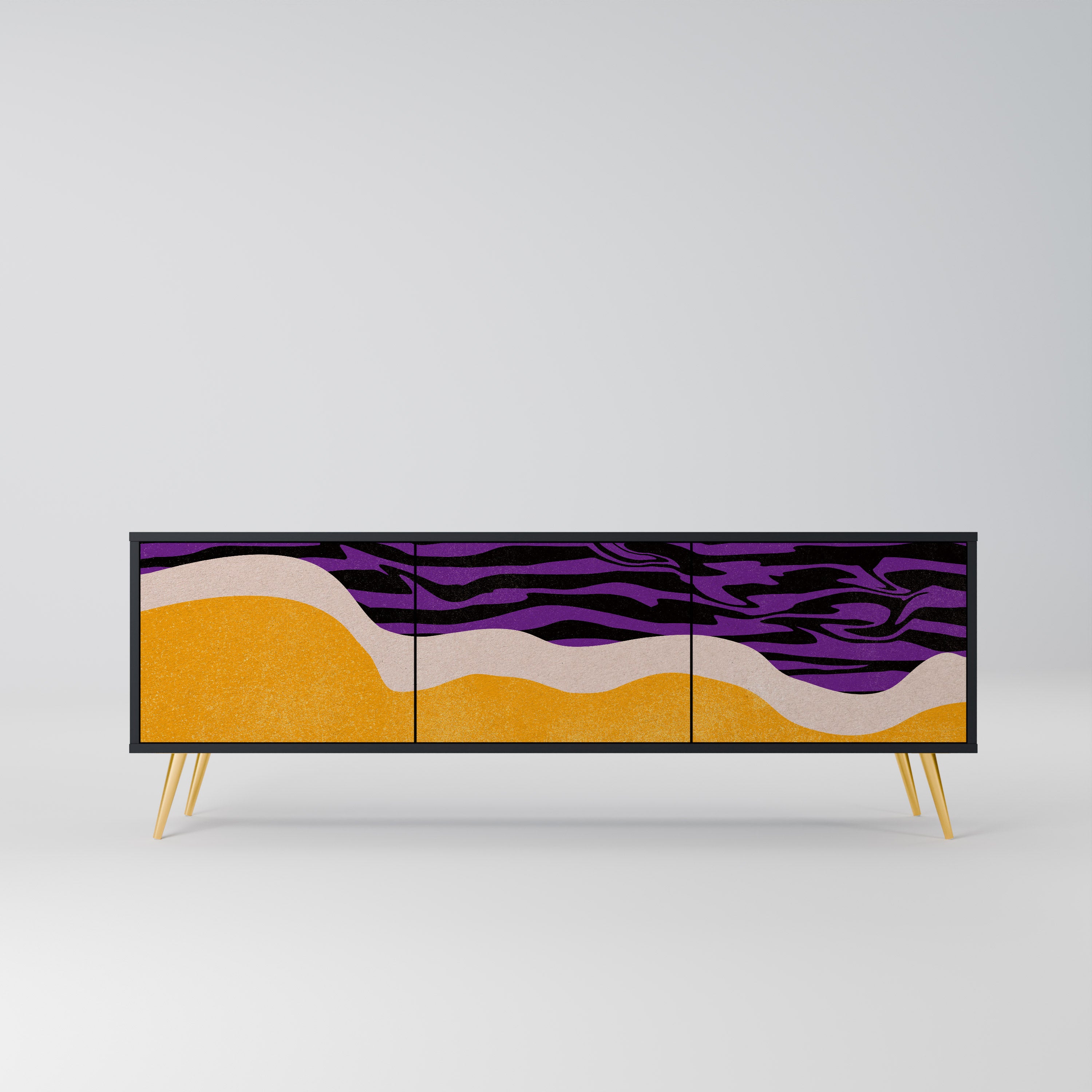Mueble de TV INDEPENDENT BORDER de 3 puertas con acabado negro