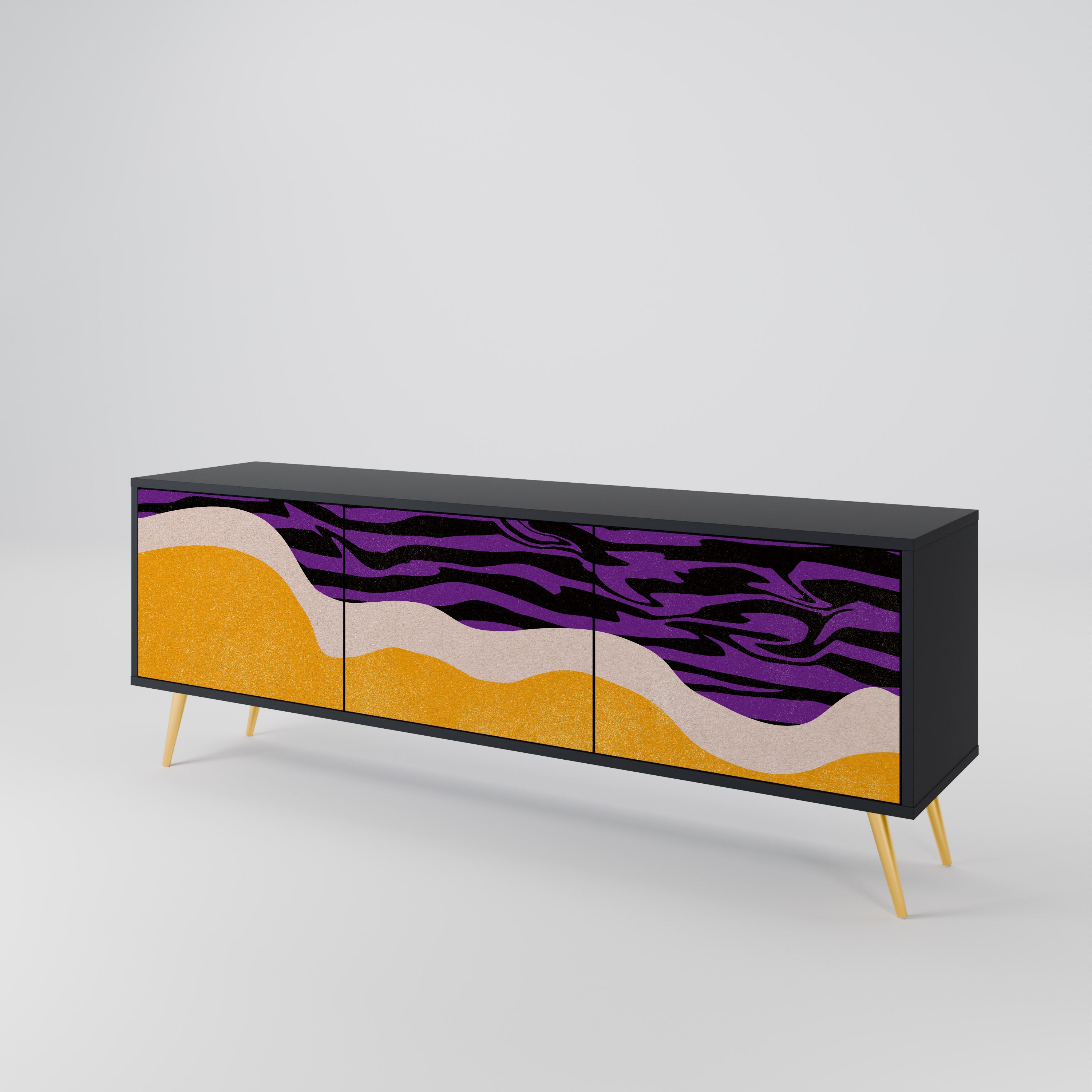 Mueble de TV INDEPENDENT BORDER de 3 puertas con acabado negro