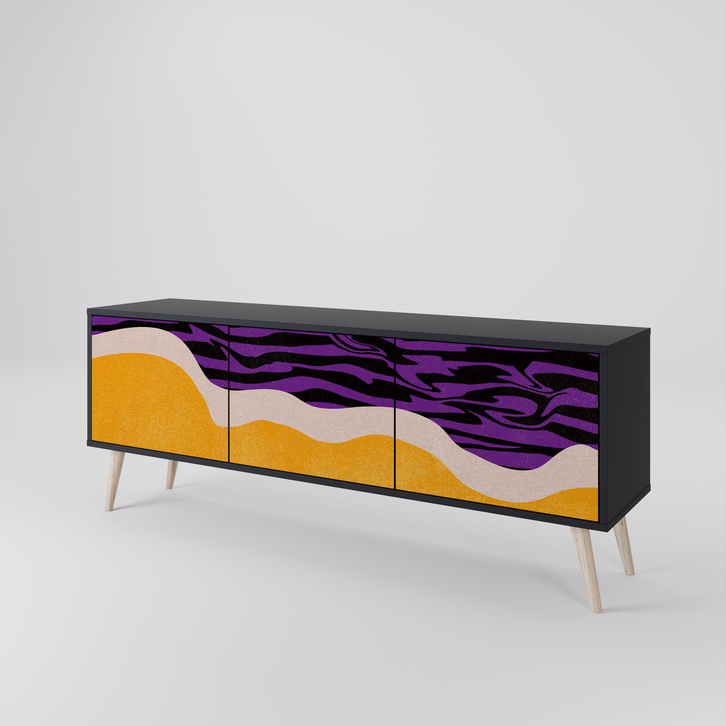 Mueble de TV INDEPENDENT BORDER de 3 puertas con acabado negro