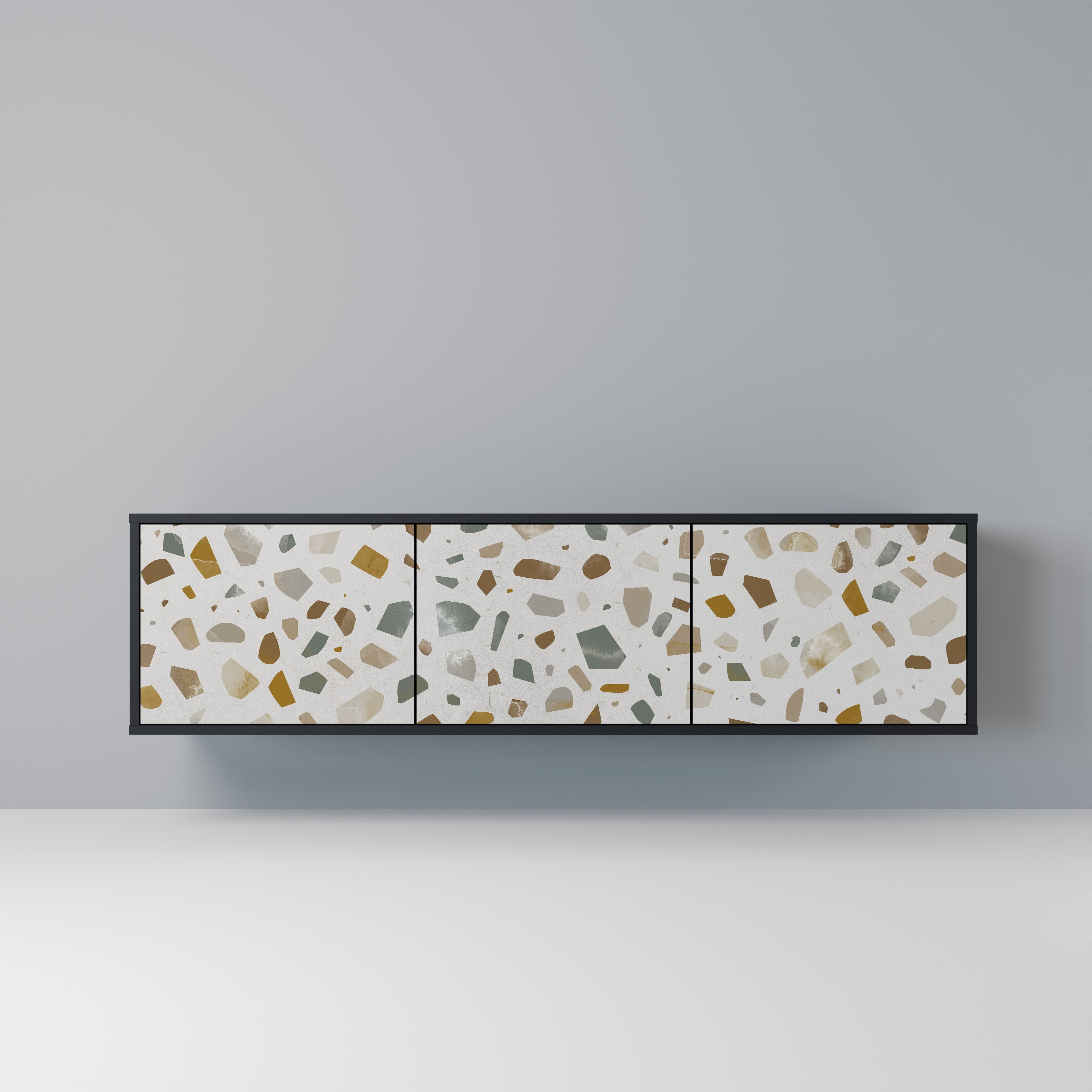 PIECES OF TOMORROW Mueble de TV de 3 puertas en acabado negro