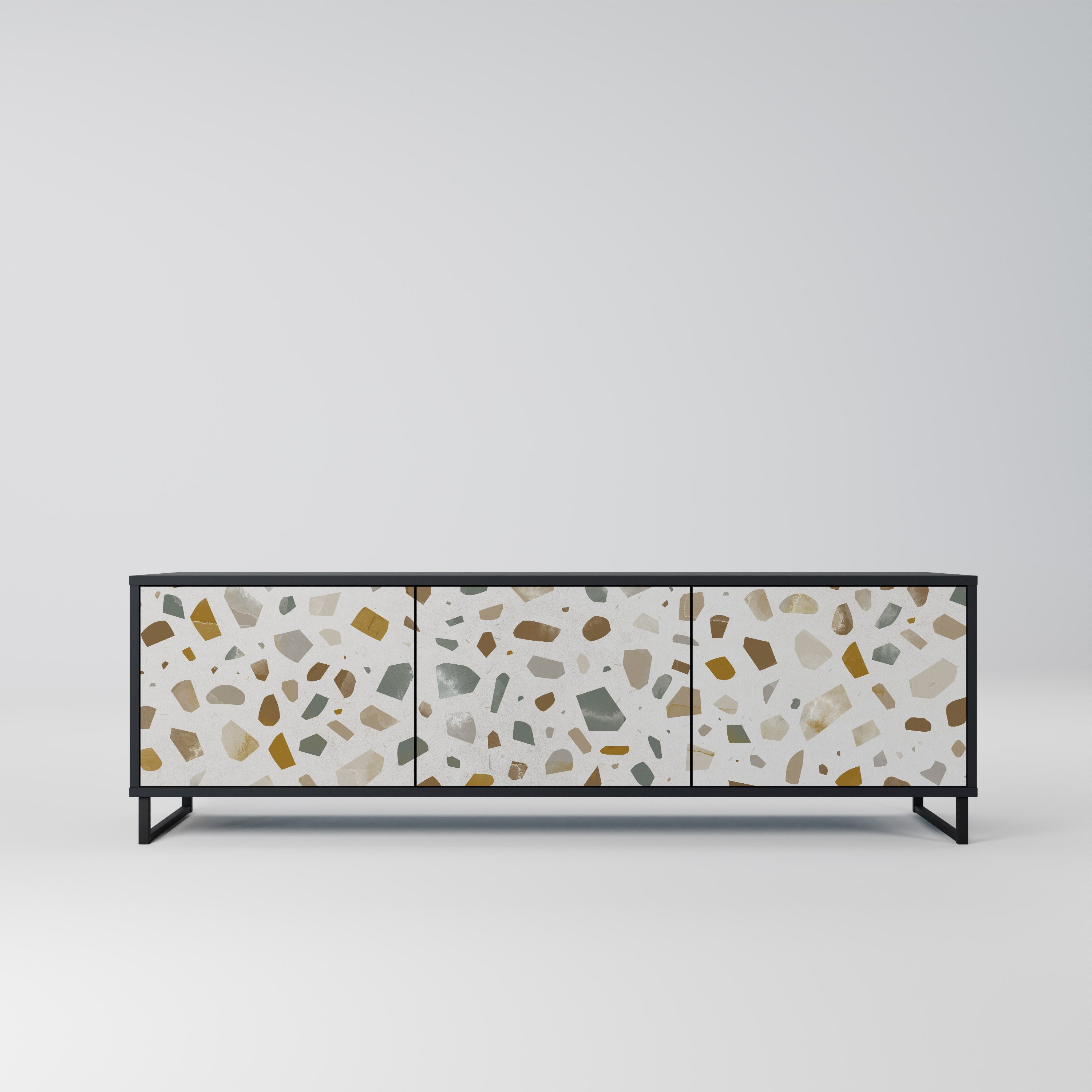 PIECES OF TOMORROW Mueble de TV de 3 puertas en acabado negro