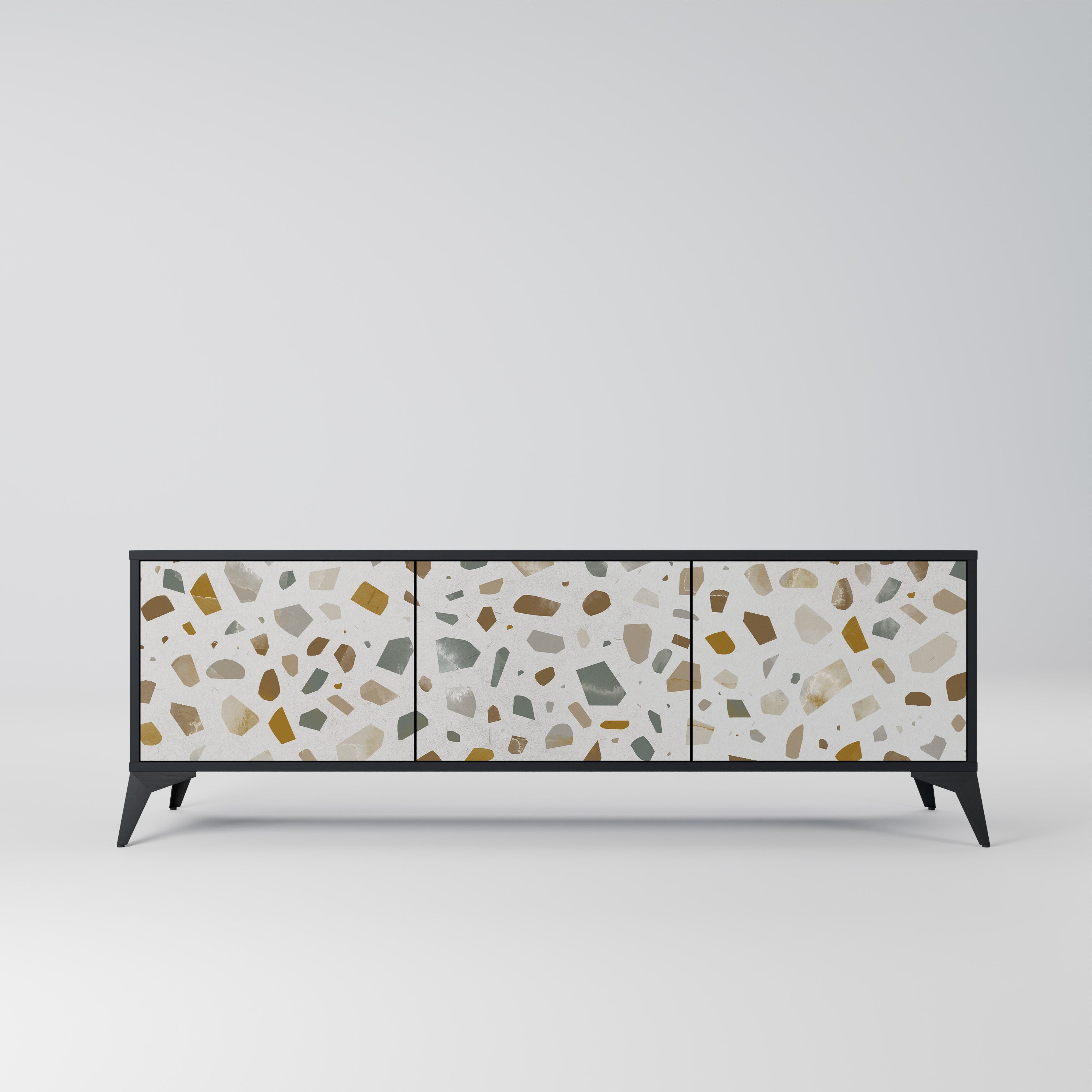 PIECES OF TOMORROW Mueble de TV de 3 puertas en acabado negro
