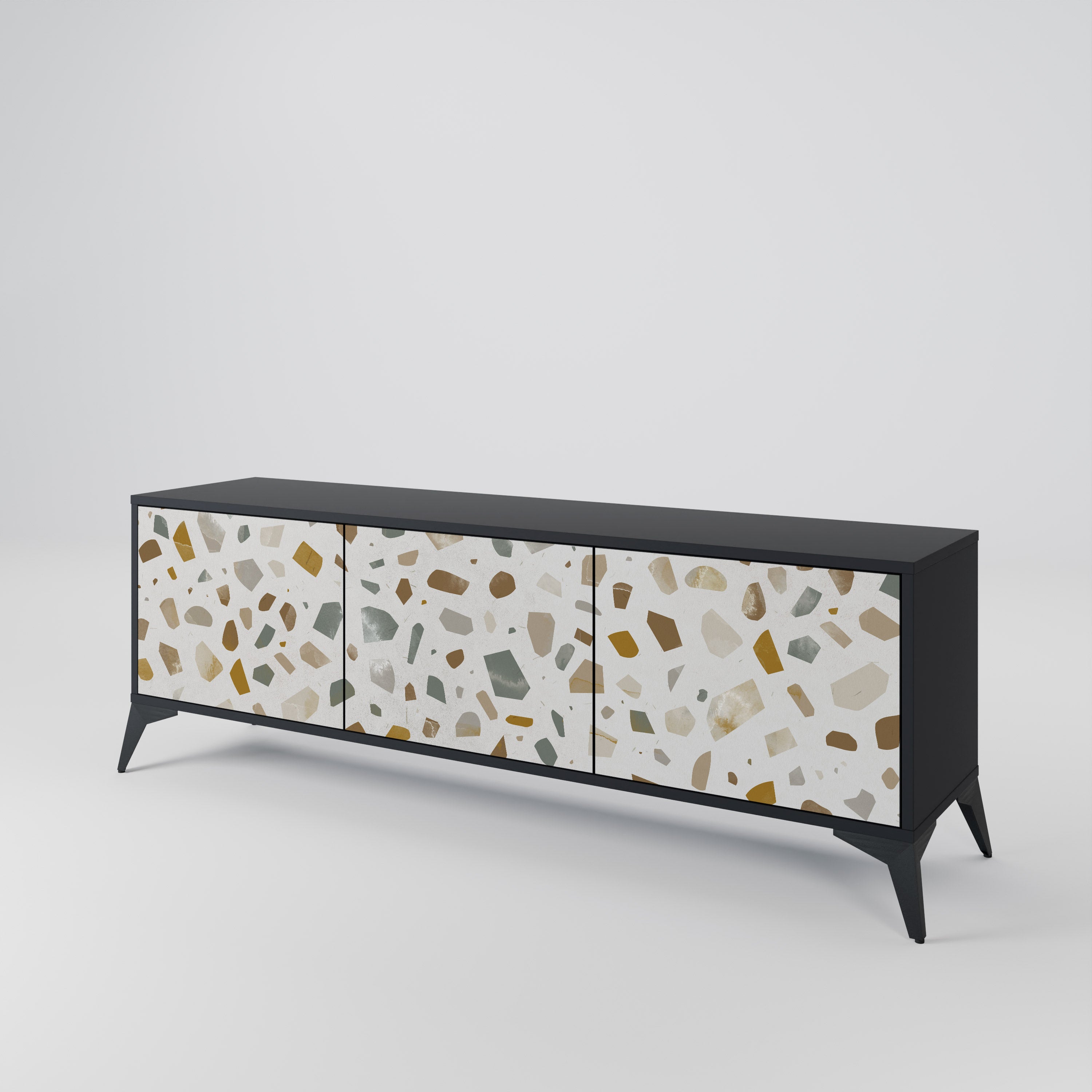 PIECES OF TOMORROW Mueble de TV de 3 puertas en acabado negro