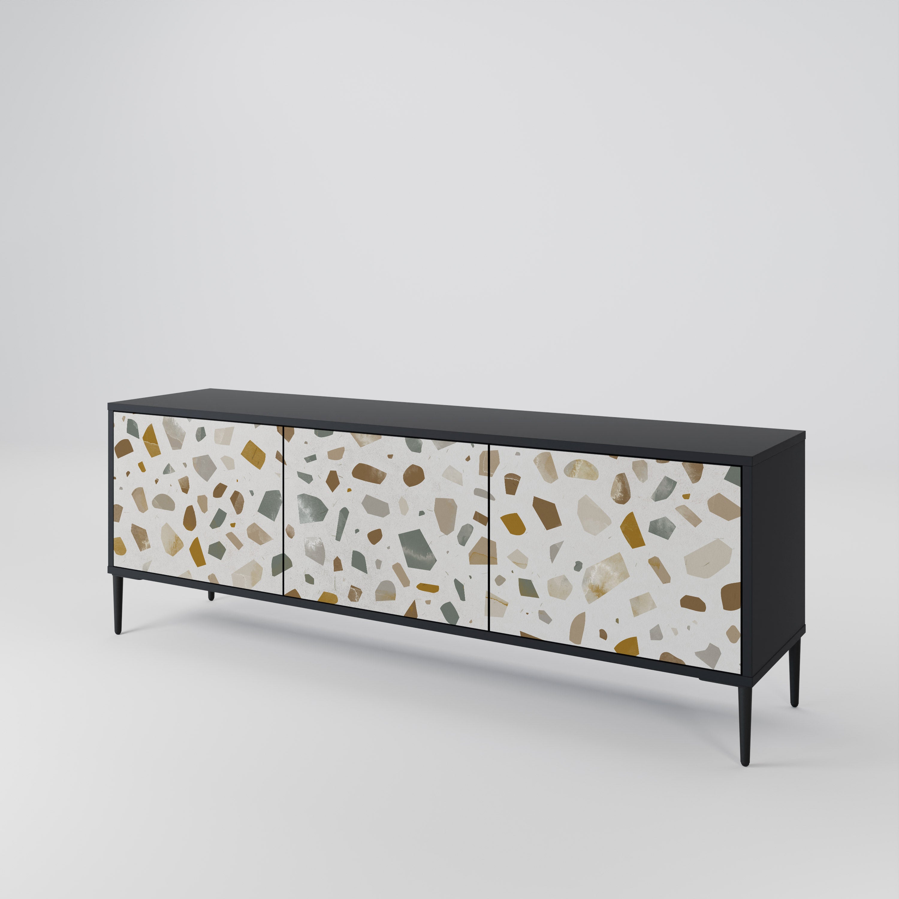 PIECES OF TOMORROW Mueble de TV de 3 puertas en acabado negro