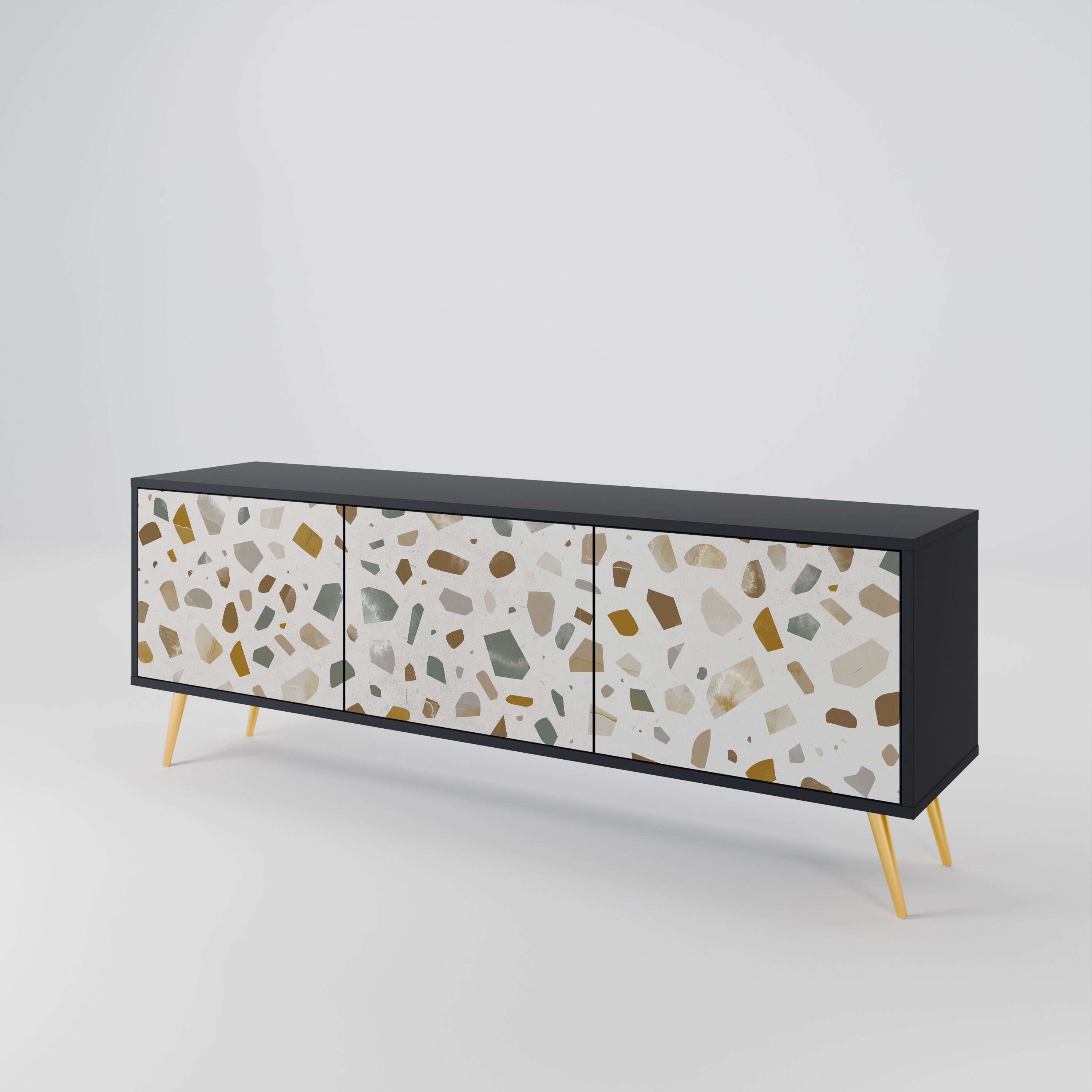 PIECES OF TOMORROW Mueble de TV de 3 puertas en acabado negro