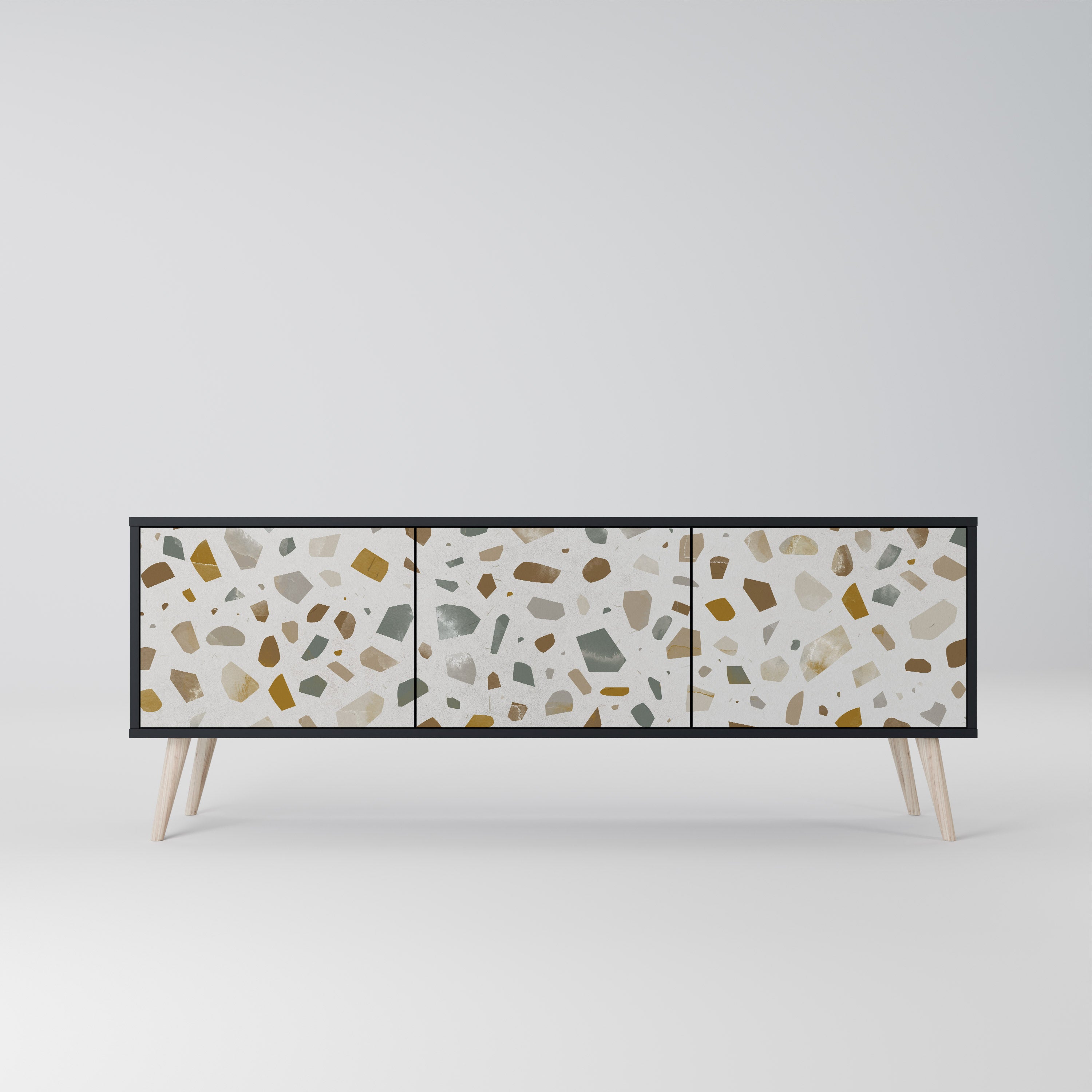 PIECES OF TOMORROW Mueble de TV de 3 puertas en acabado negro