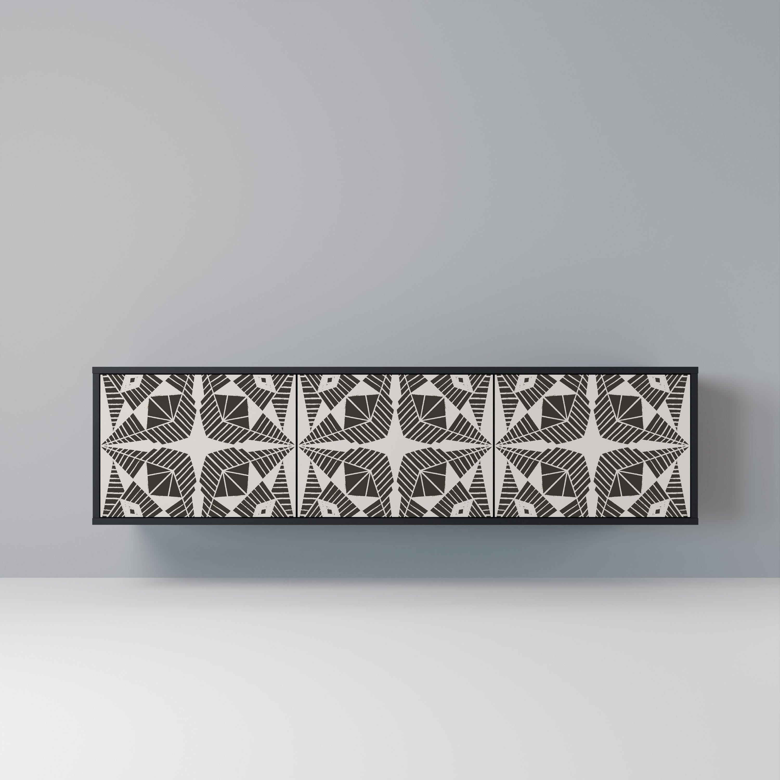 Mueble de TV MONOCROMÁTICO NEXUS de 3 puertas con acabado negro