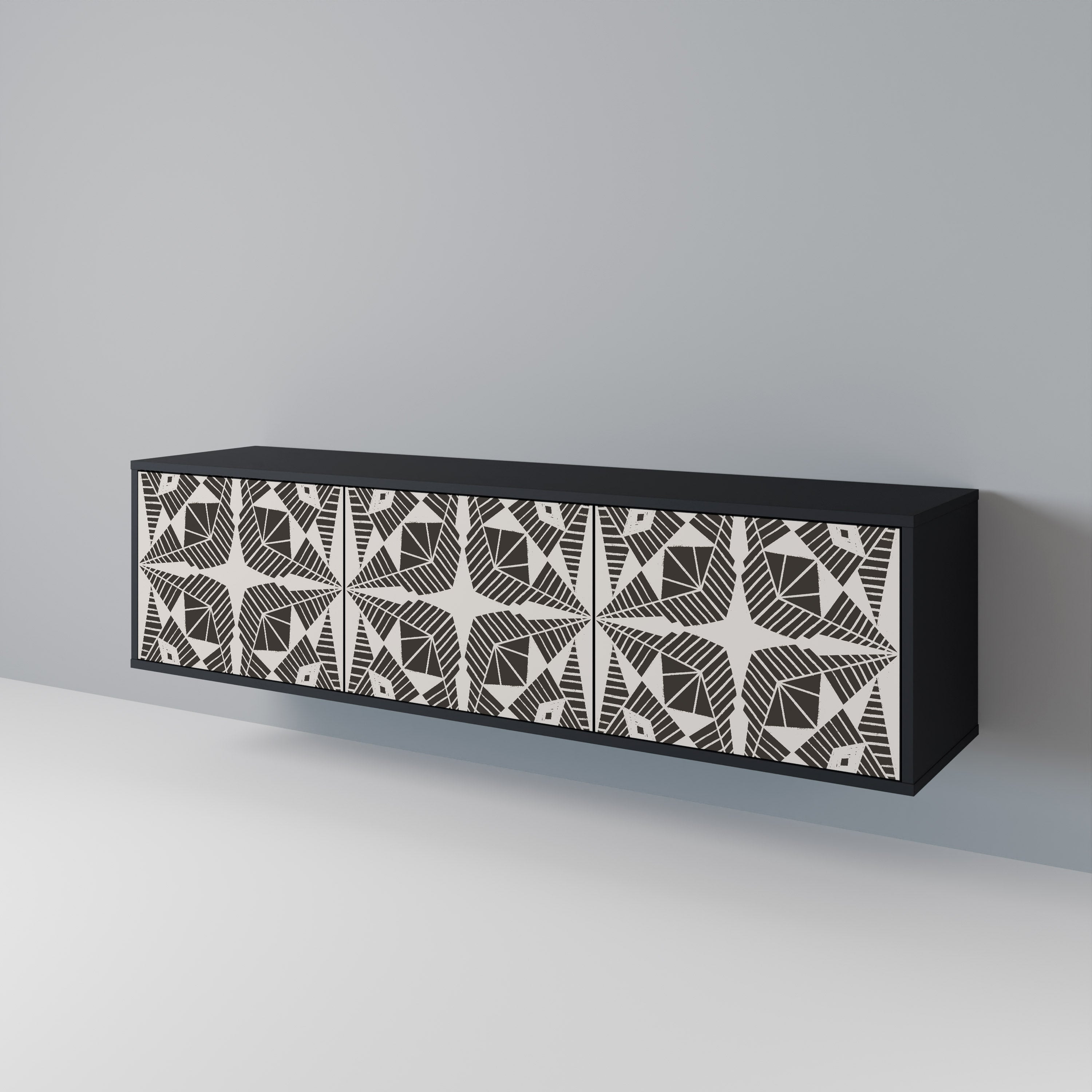 Mueble de TV MONOCROMÁTICO NEXUS de 3 puertas con acabado negro
