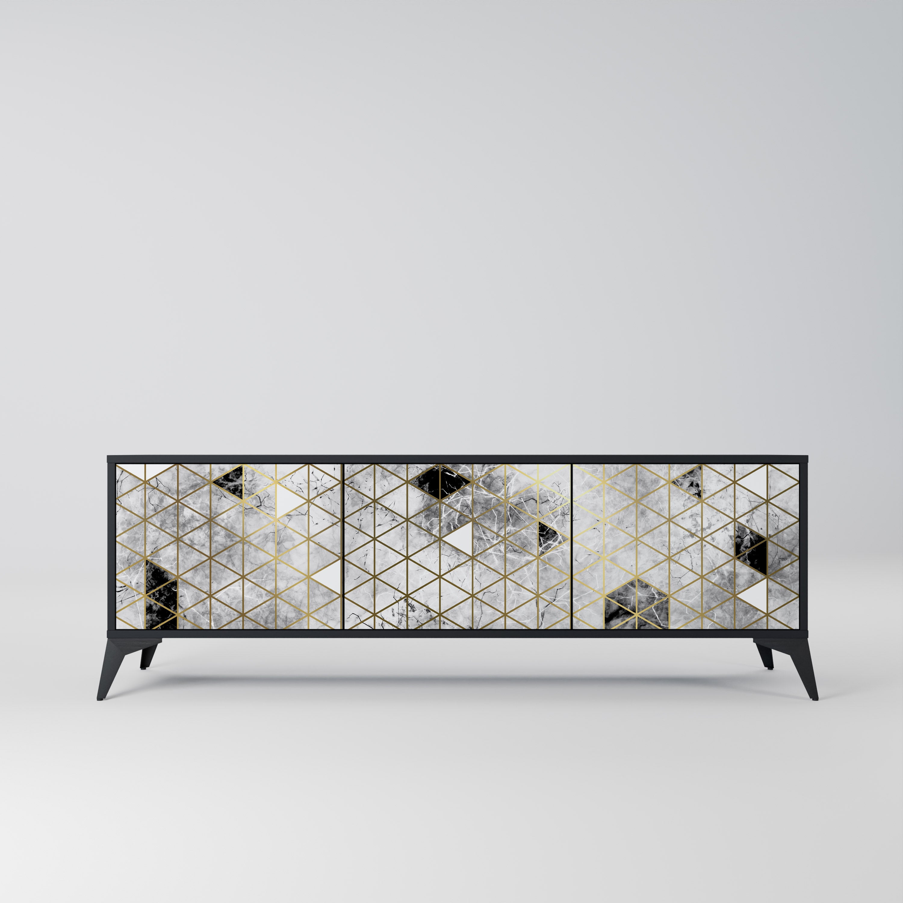 Mueble de TV ASHEN ARIA de 3 puertas con acabado negro