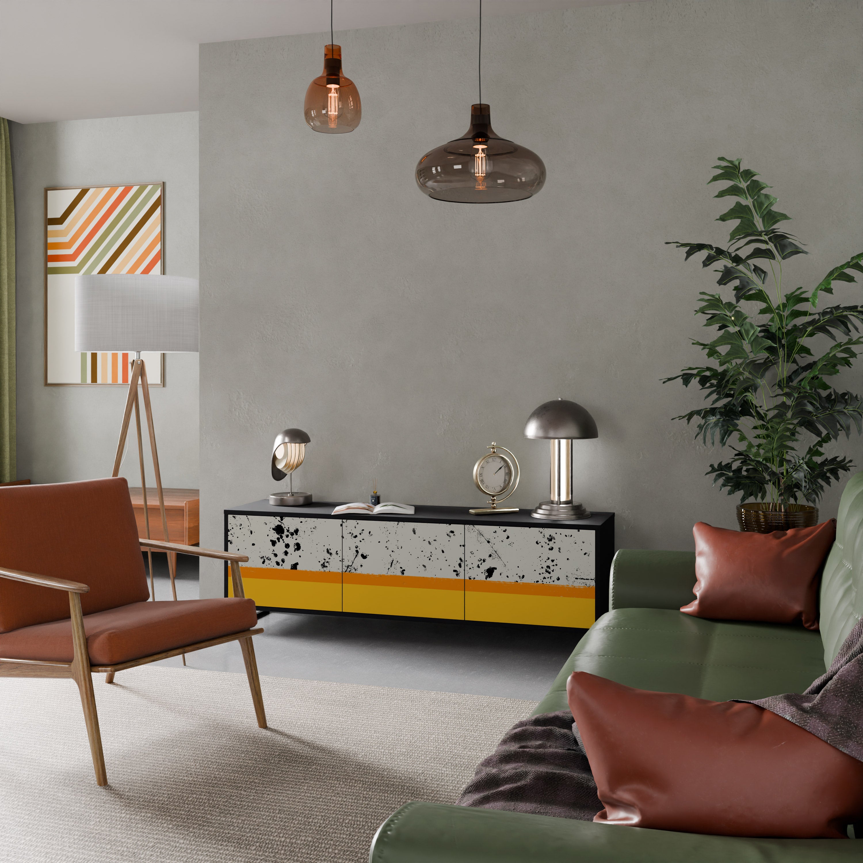 Mueble de TV de 3 puertas DYED BY ORANGE en acabado negro
