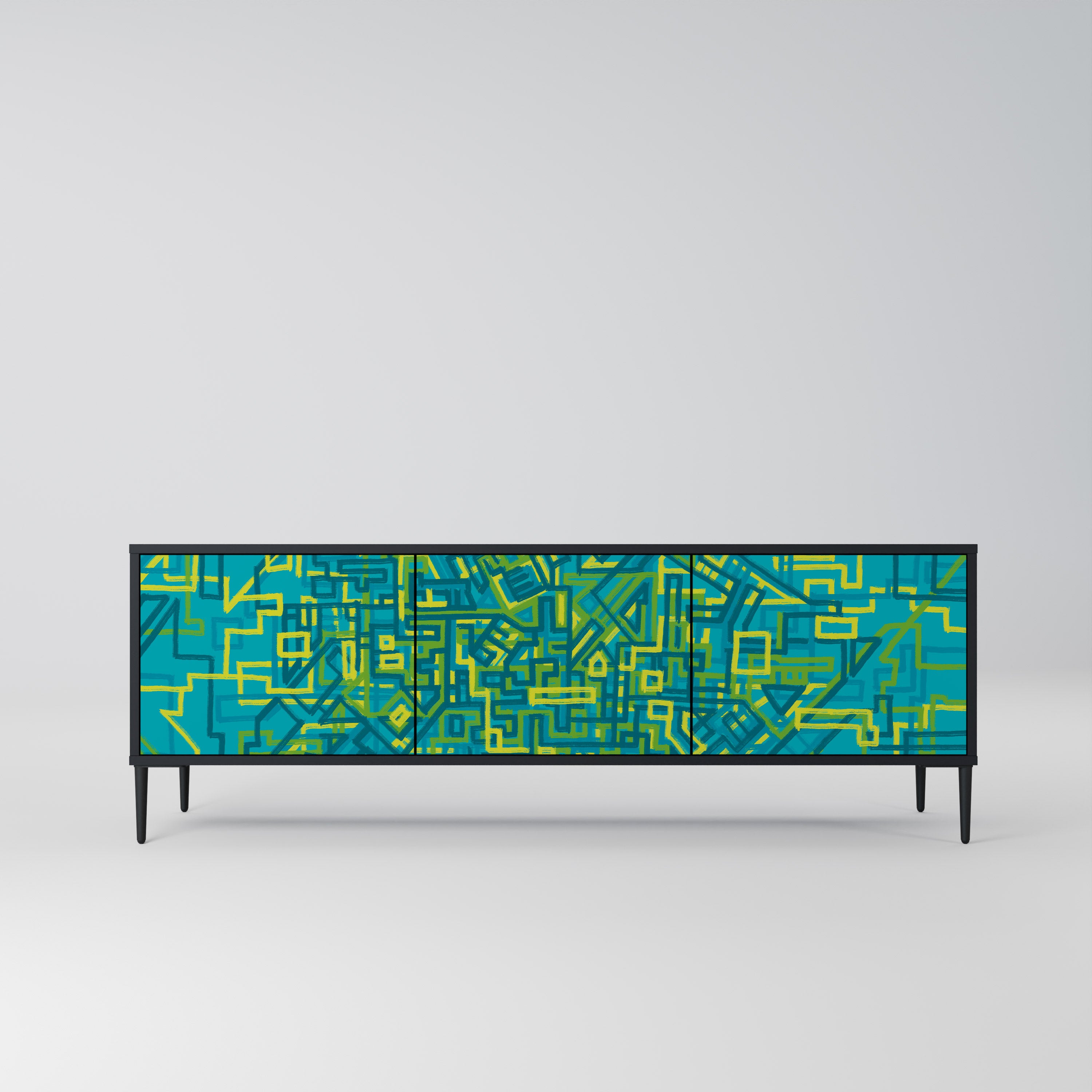 Mueble de TV de 3 puertas con acabado negro NOSTALGIC MEMORIES