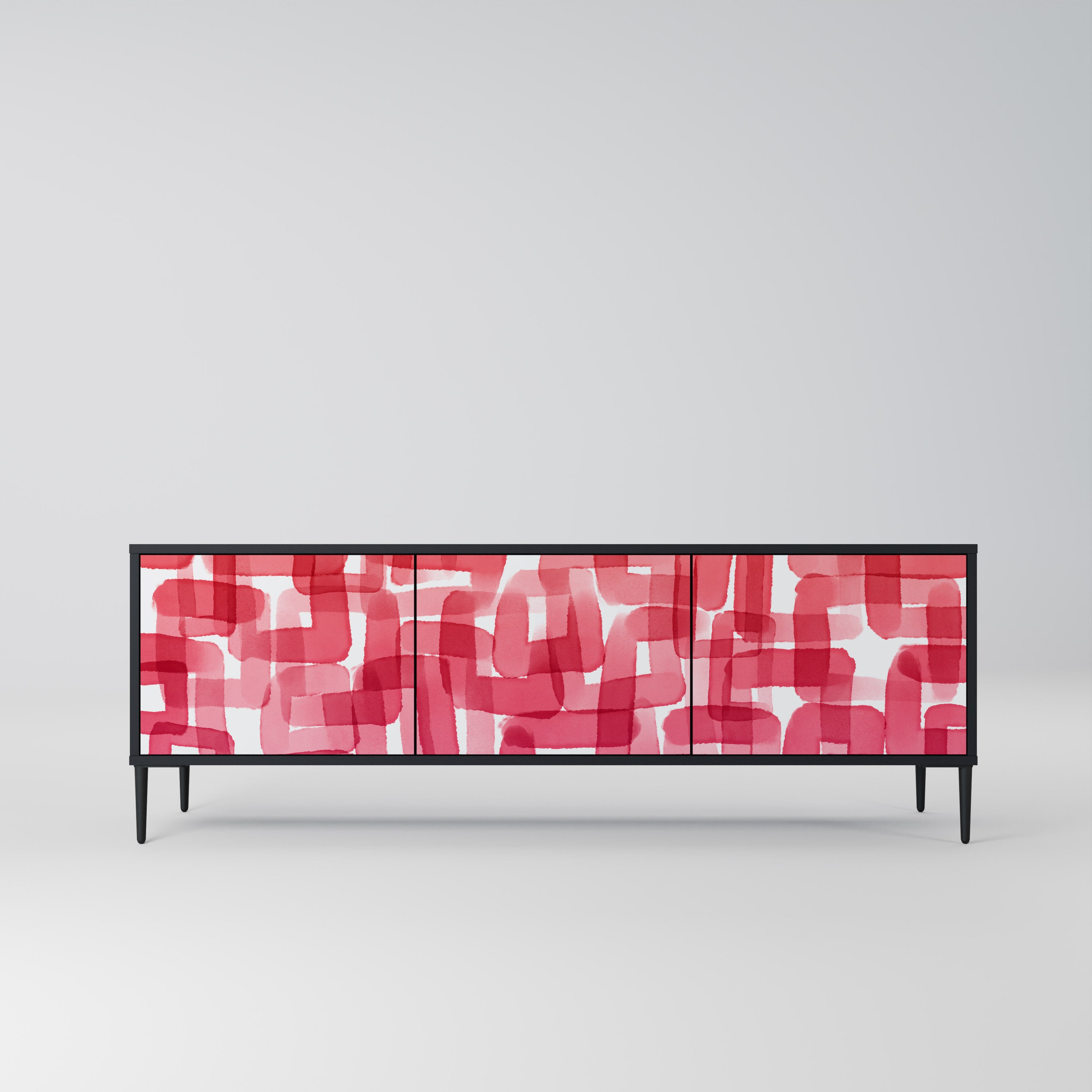 Mueble de TV de 3 puertas KALEIDOSCOPIC CUBISM en acabado negro