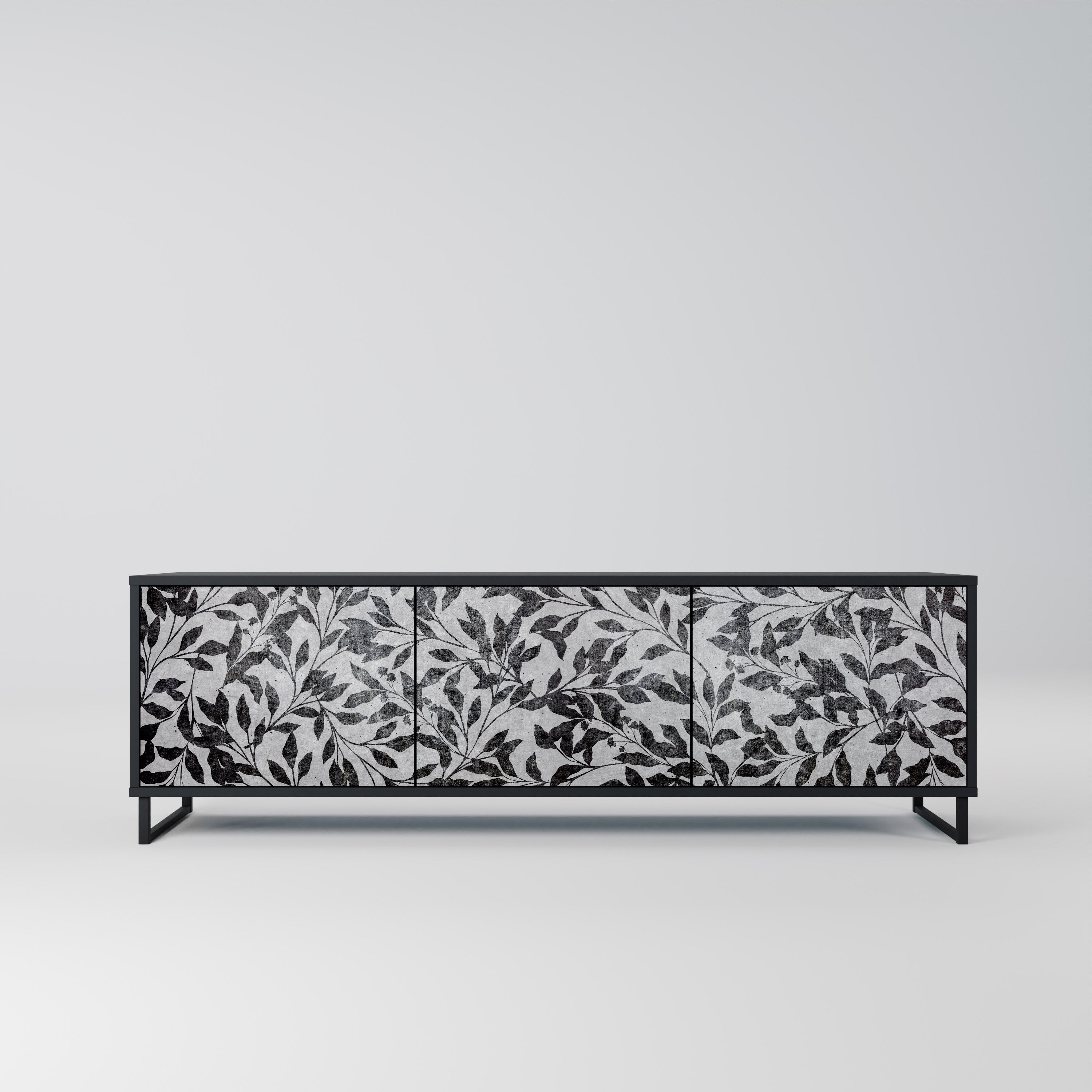 Mueble para TV de 3 puertas CHARCOAL SPROUT con acabado negro