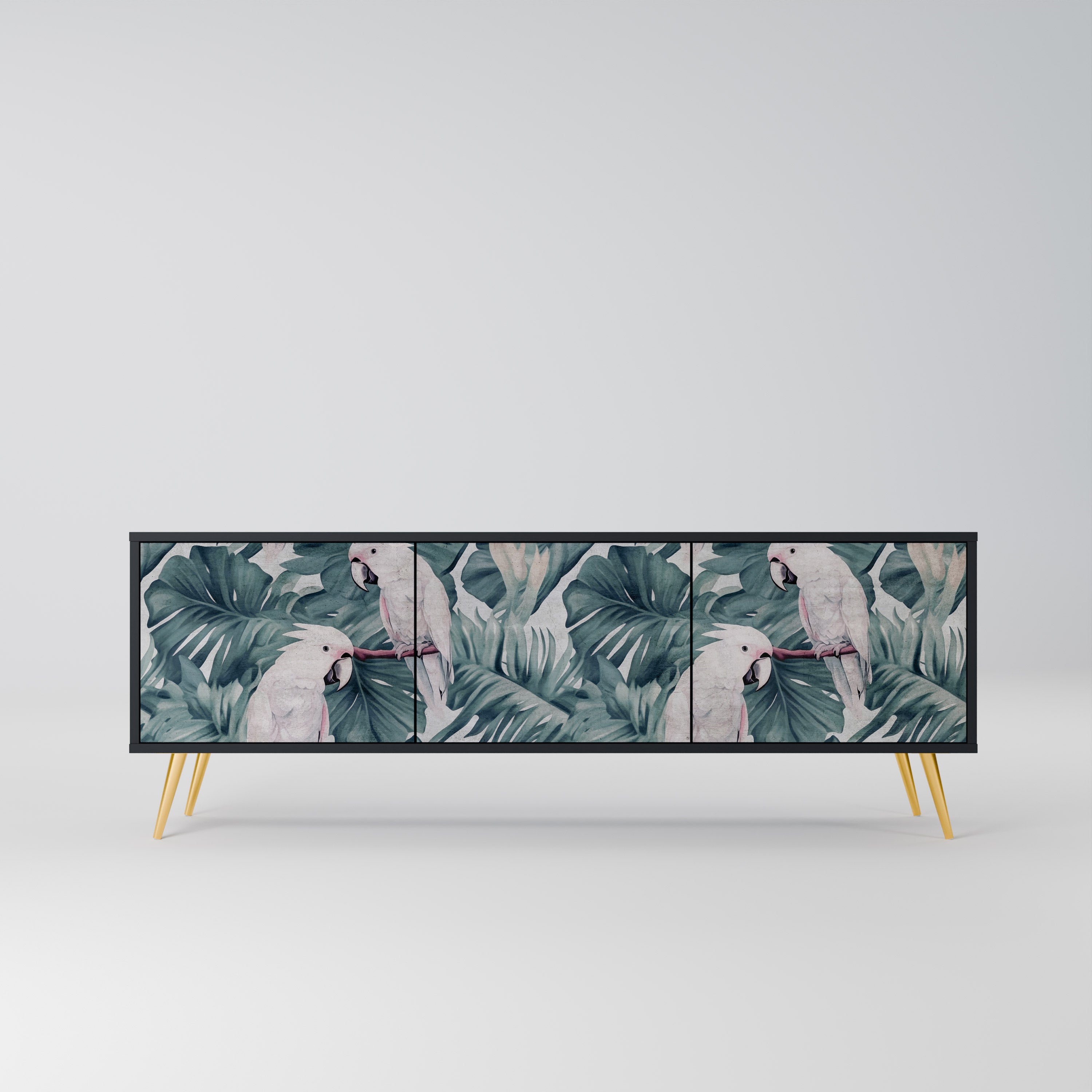 Mueble de TV POPINJAY LOOK de 3 puertas con acabado negro
